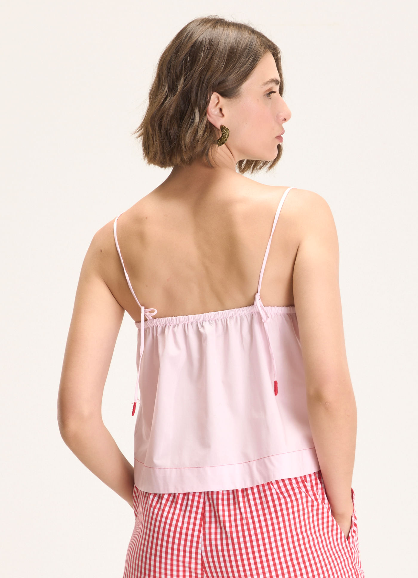 Blusa alcinha algodão tricoline rosa