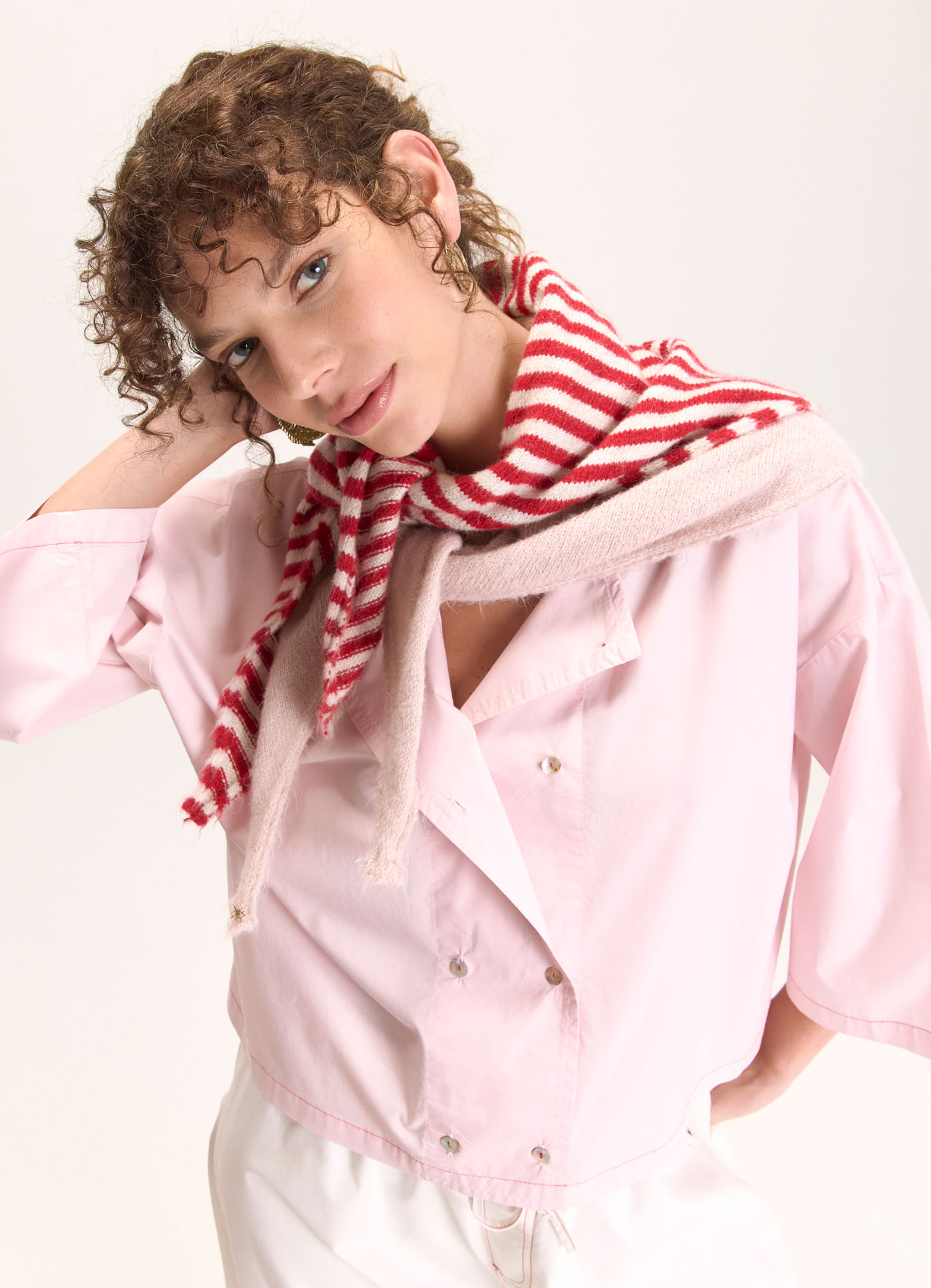 Camisa botões algodão tricoline rosa