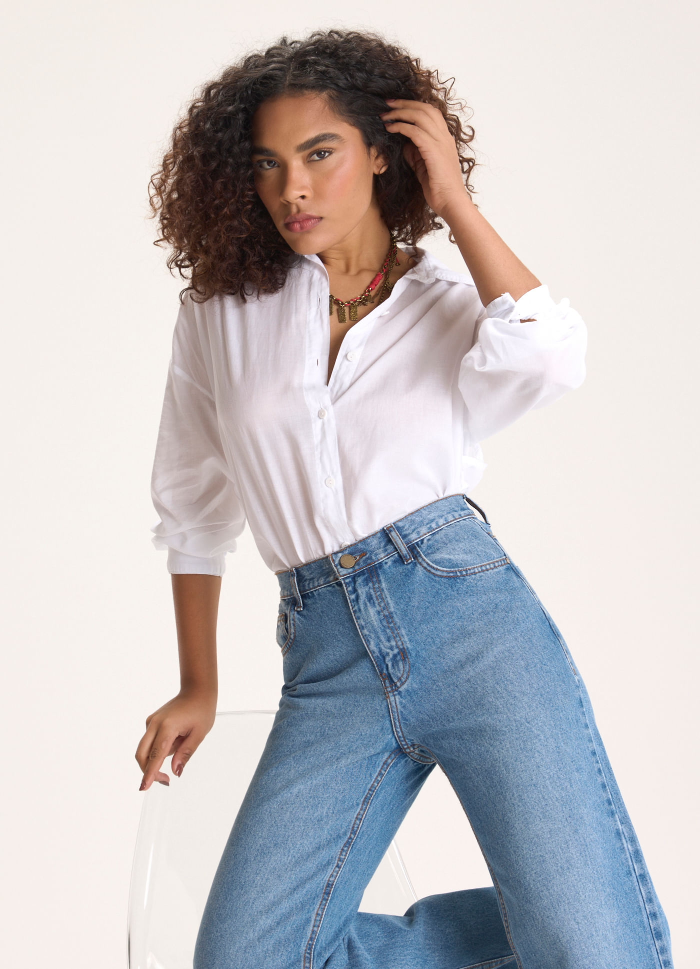 Camisa voil maxi branco