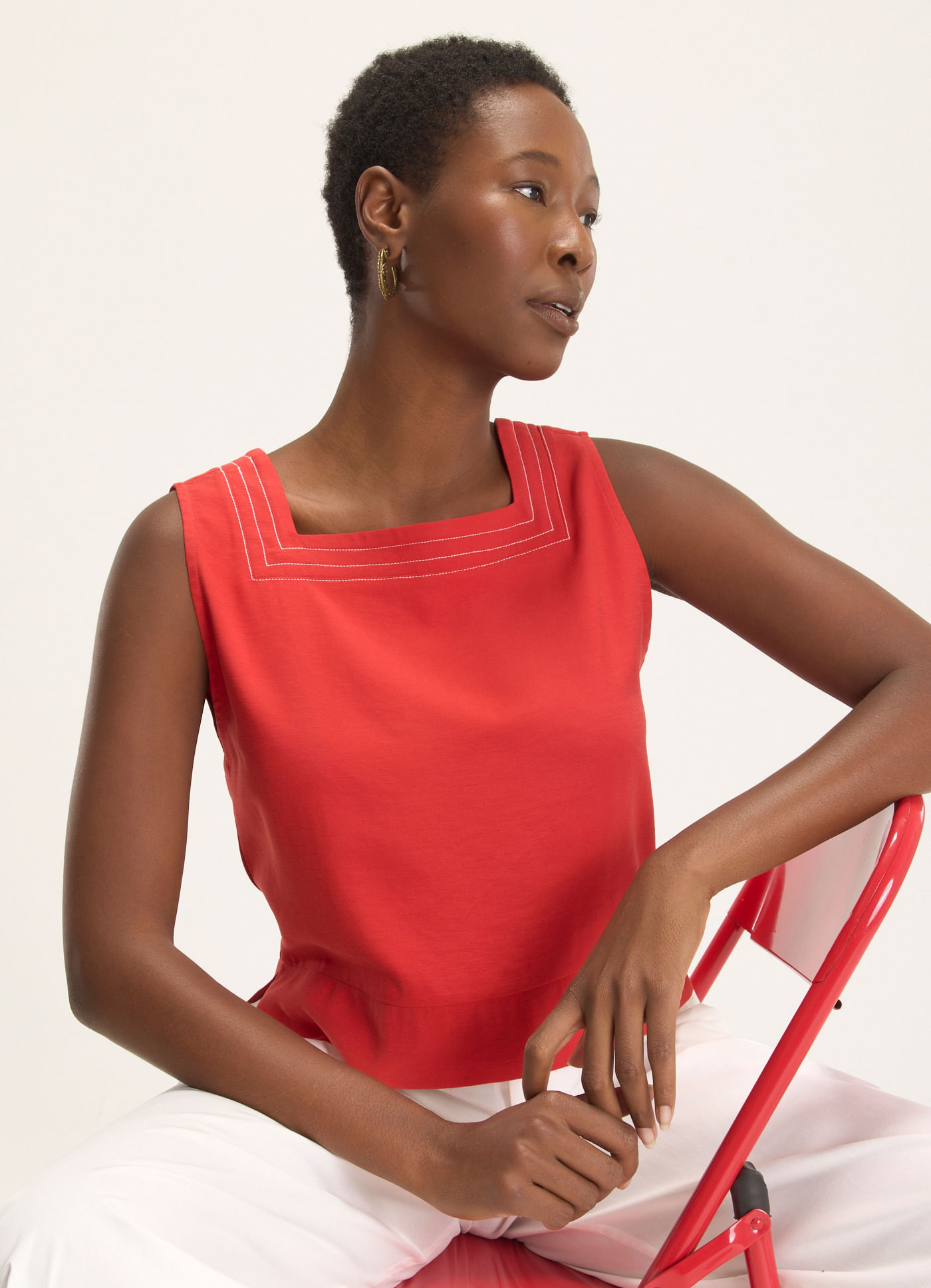 Shell viscose sarjada vermelho