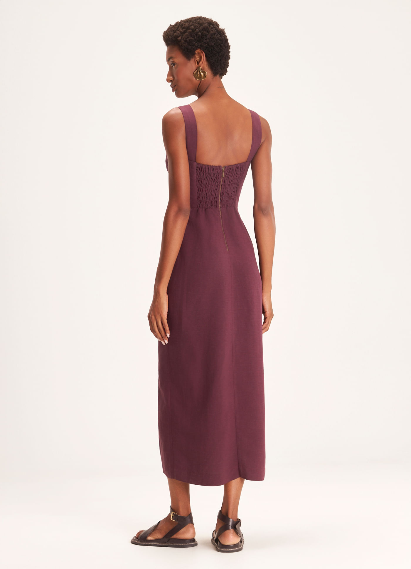 Vestido linho alf olhar roxo