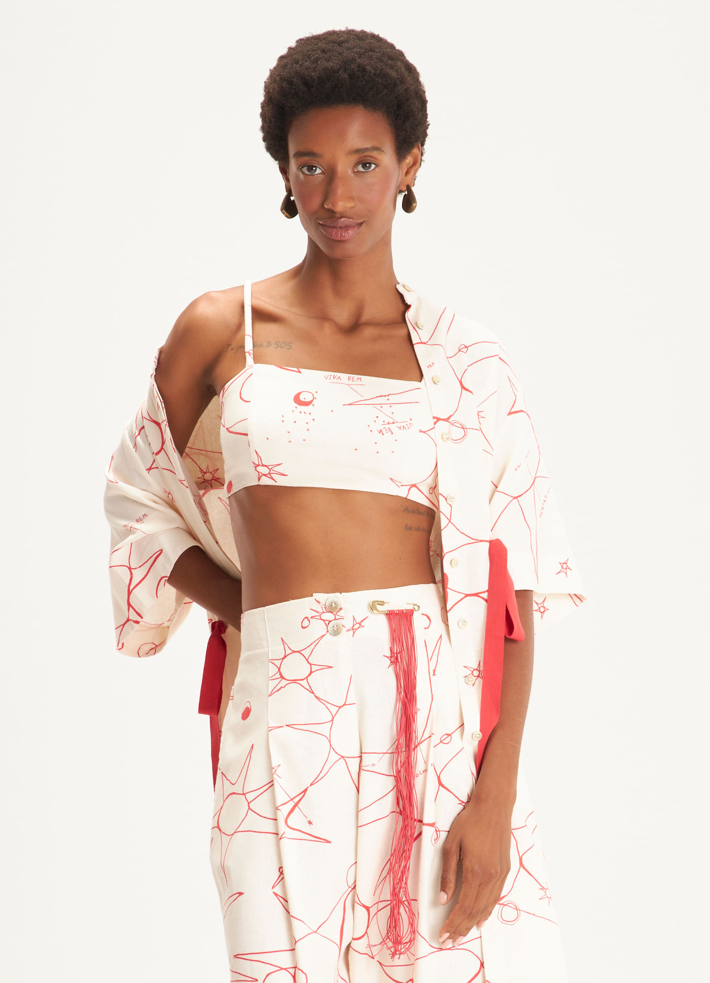 Top linho estampado utopia lab