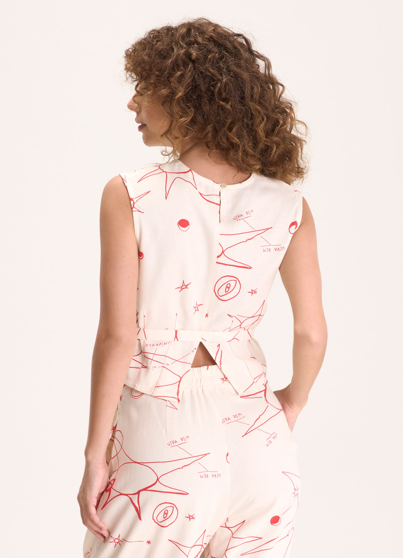 Blusa linho estampada utopia lab