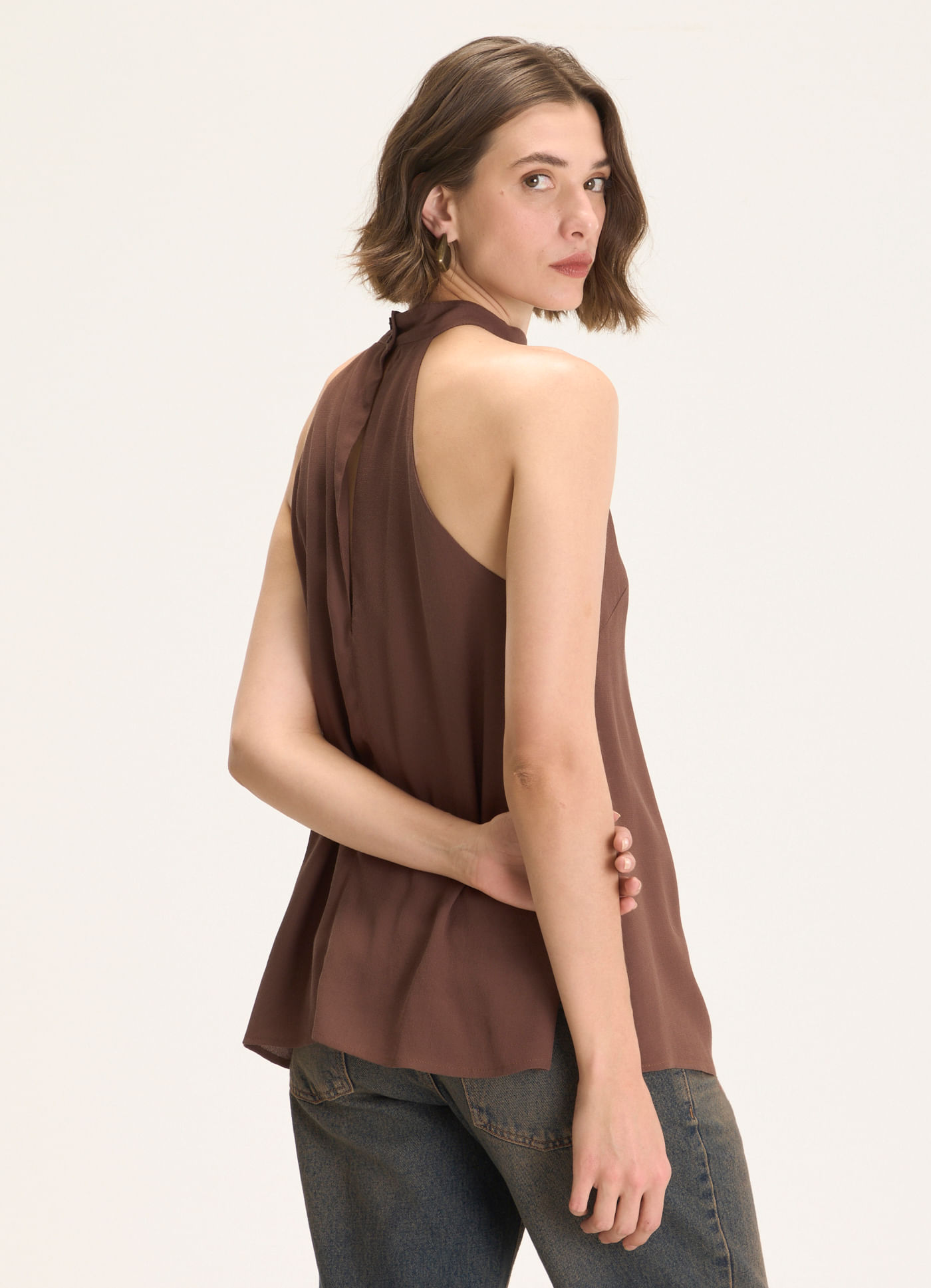 Blusa crepe leve marrom