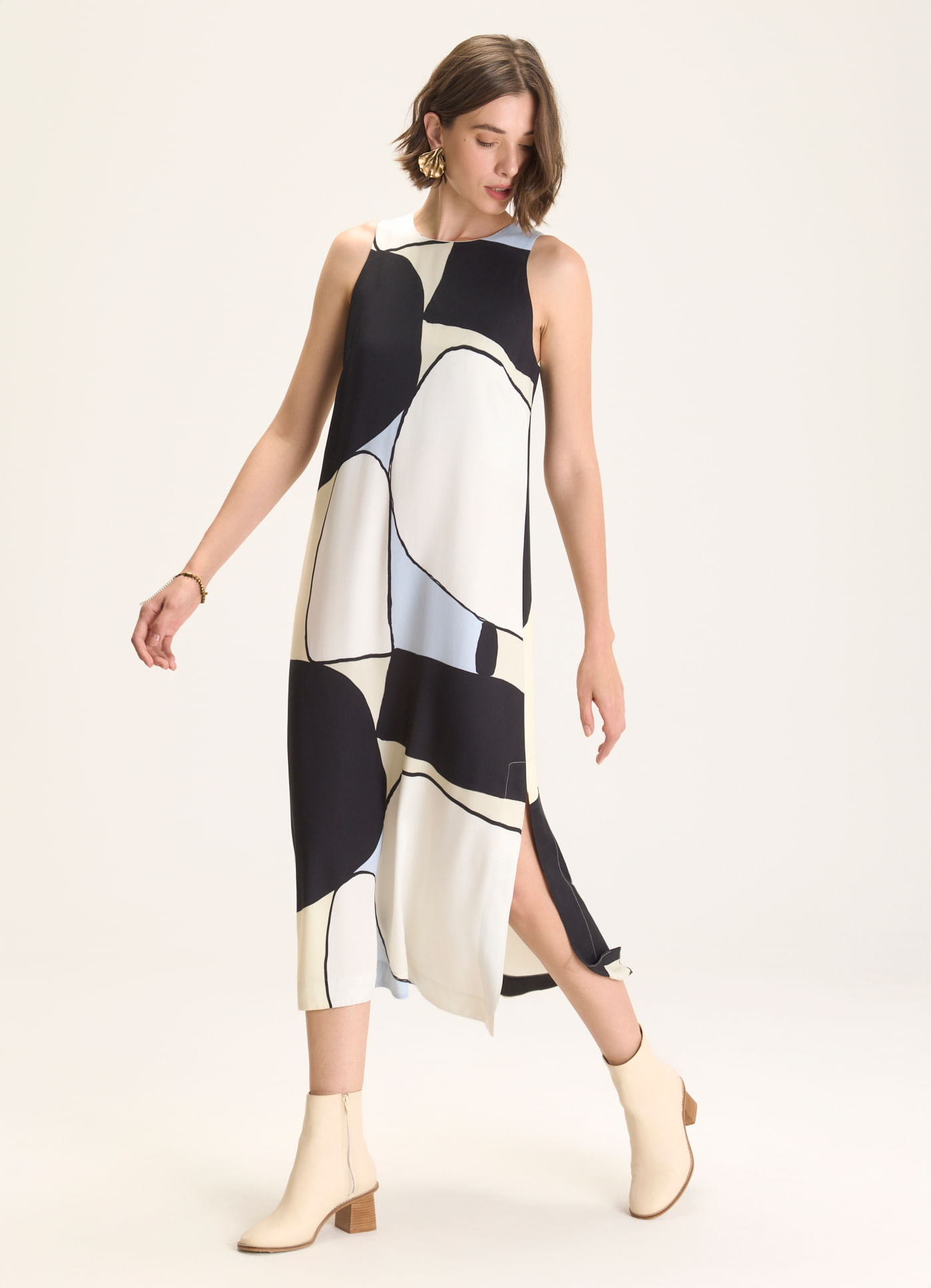 Vestido estampado equilíbrio