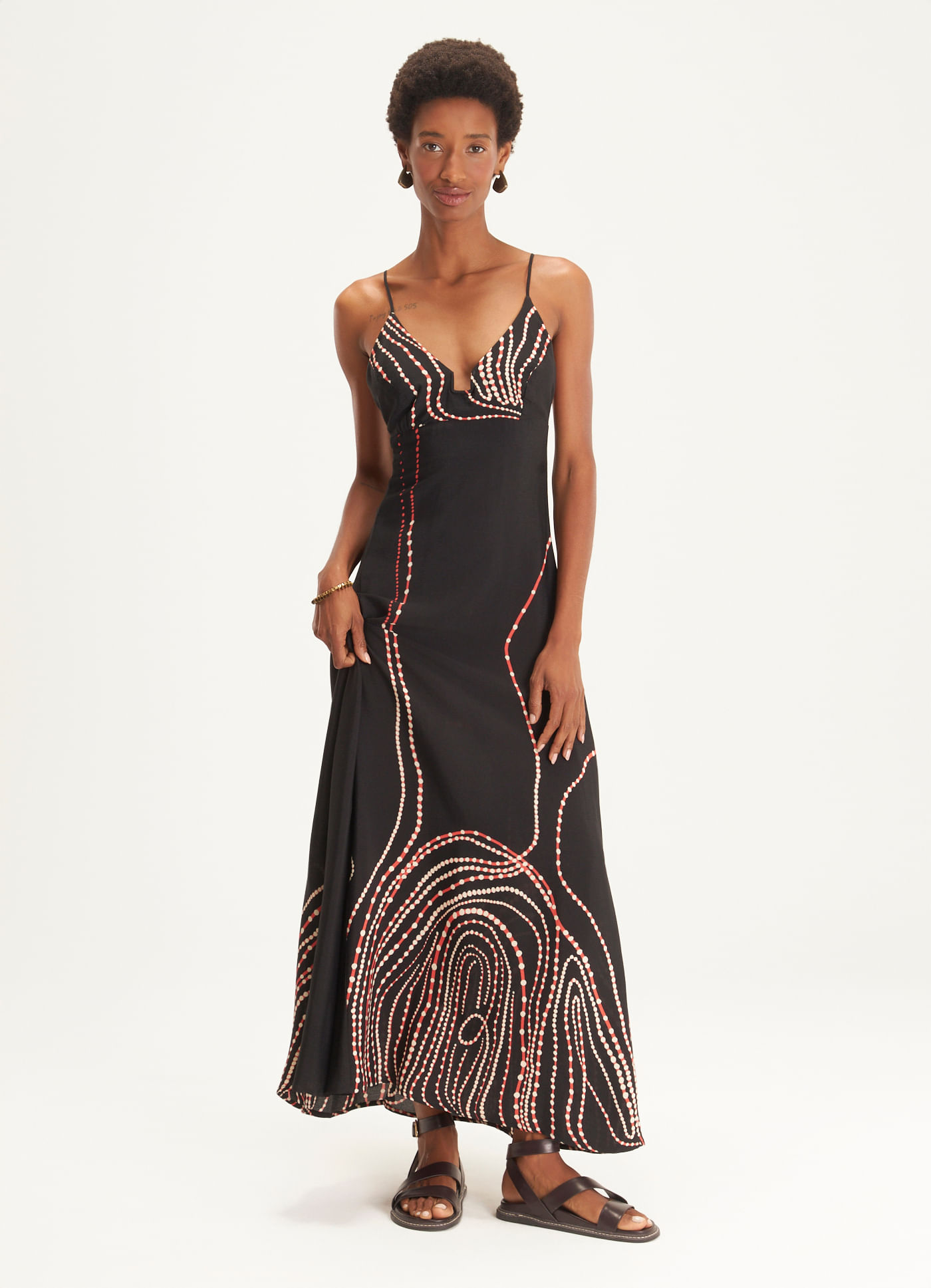 Vestido alcinha estampado vortex