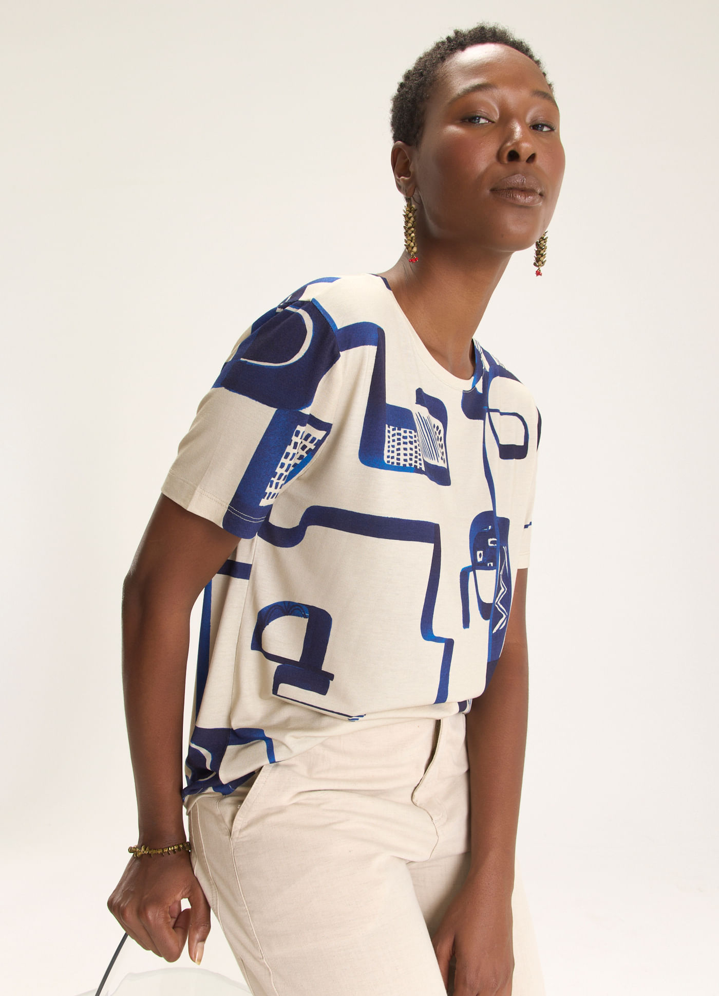 Blusa digital estampada quebra cabeça