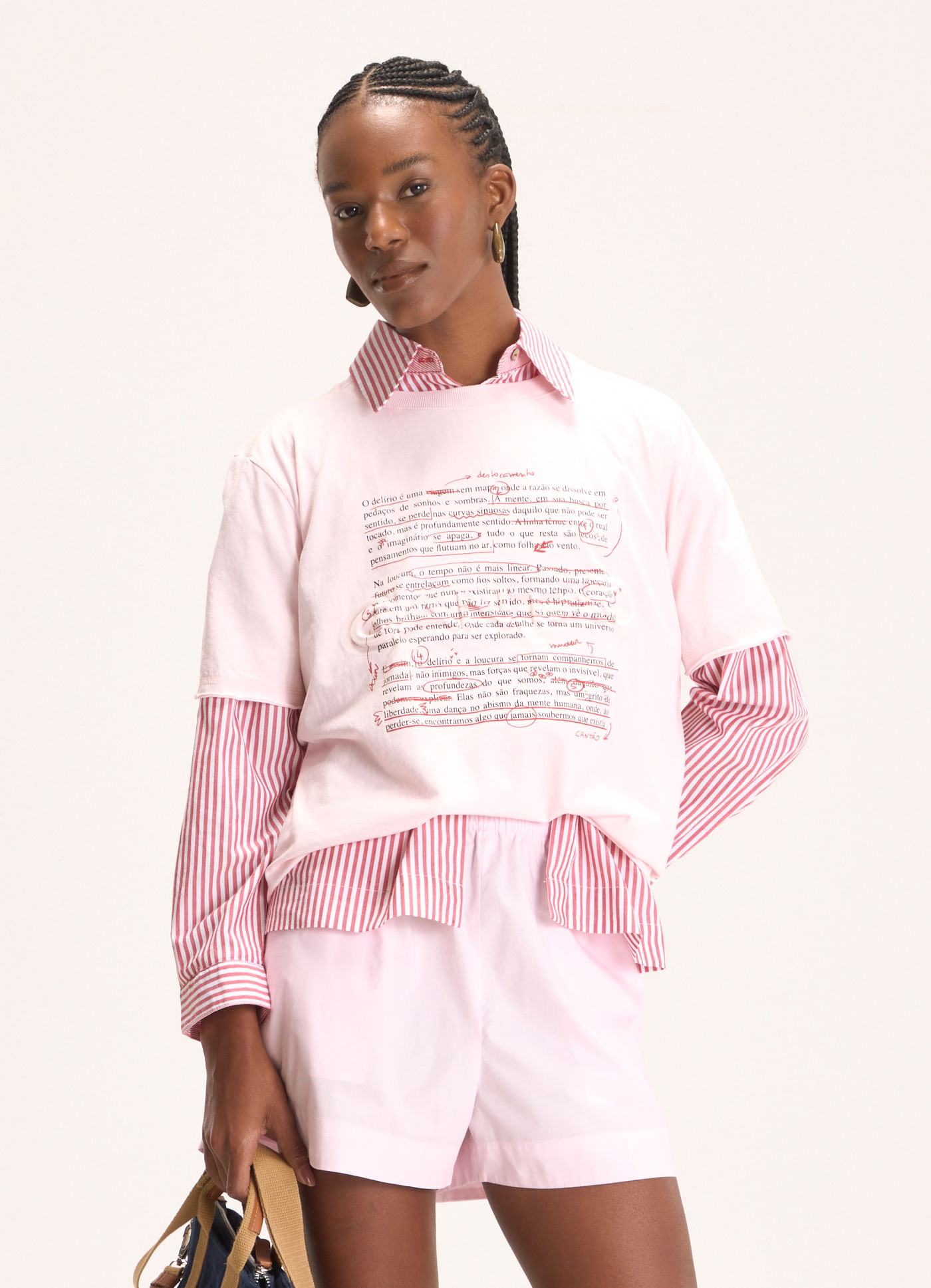 T-shirt box deslocamento rosa