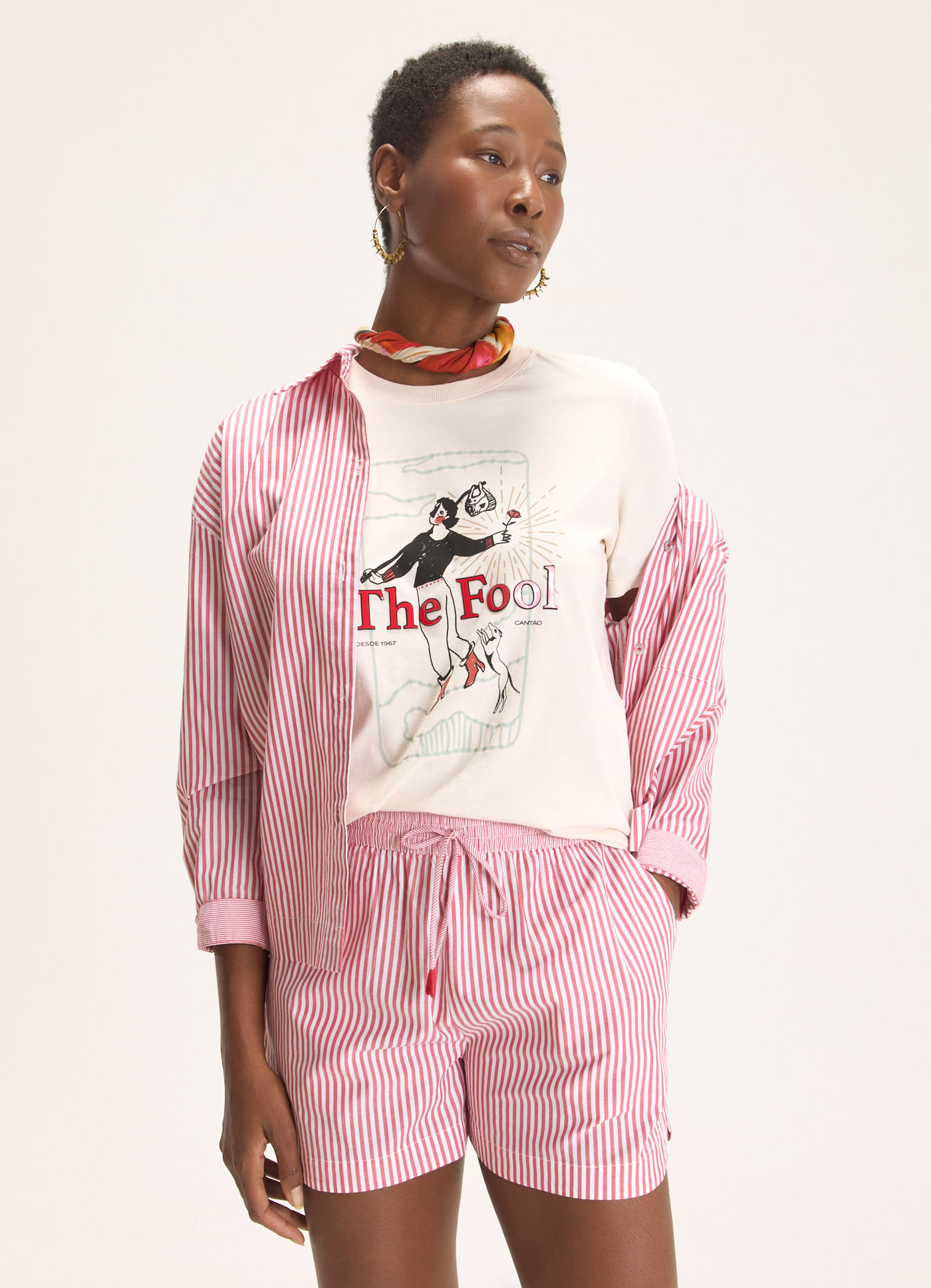 T-shirt classic patch the fool bege