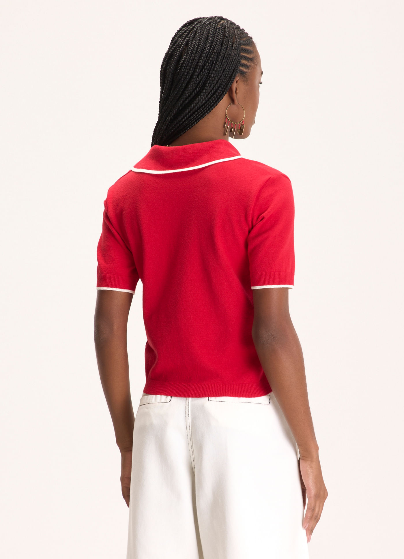 Camisa polo tricô friso lab vermelho