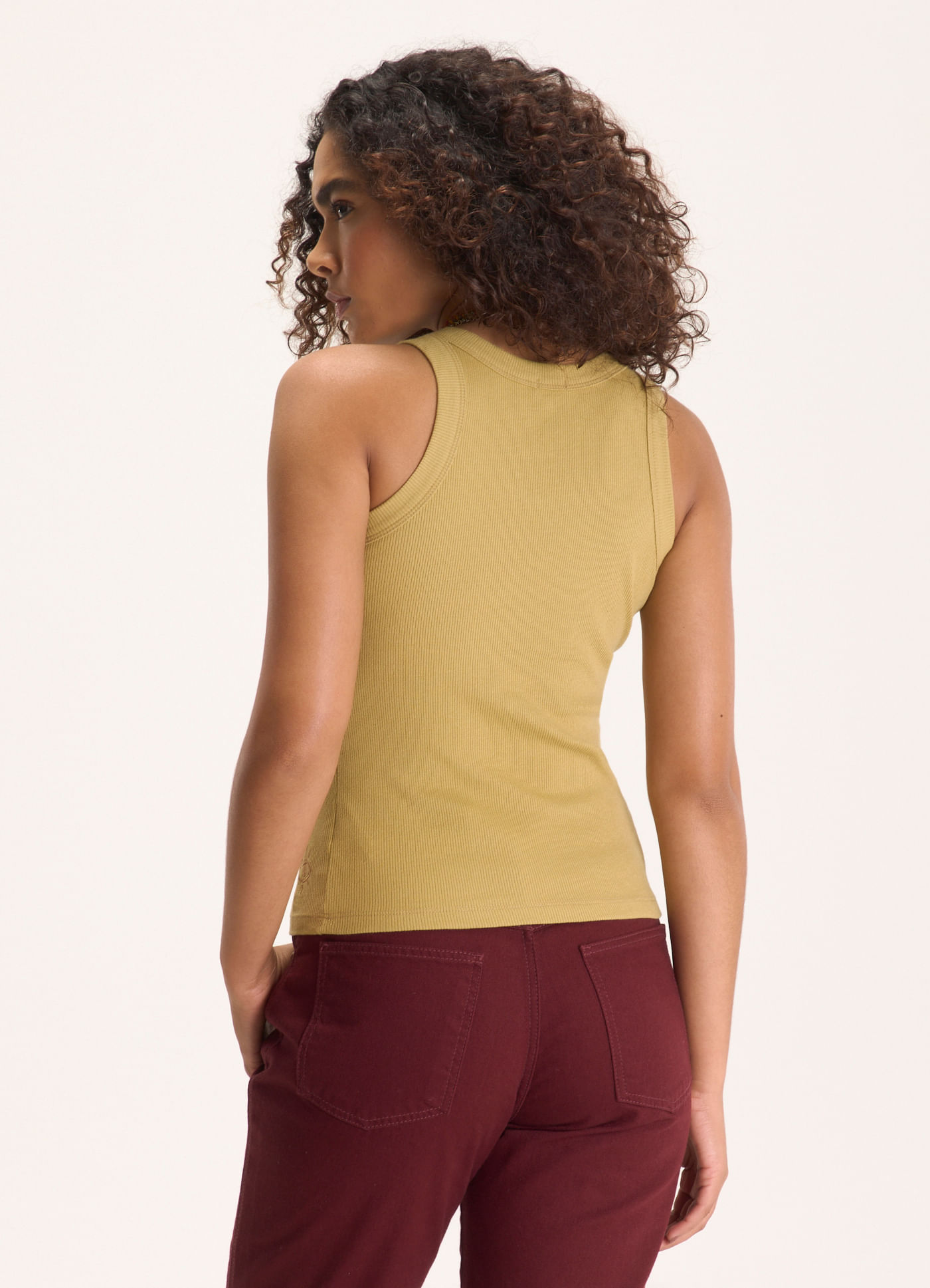 Regata básica ribana com elastano caqui