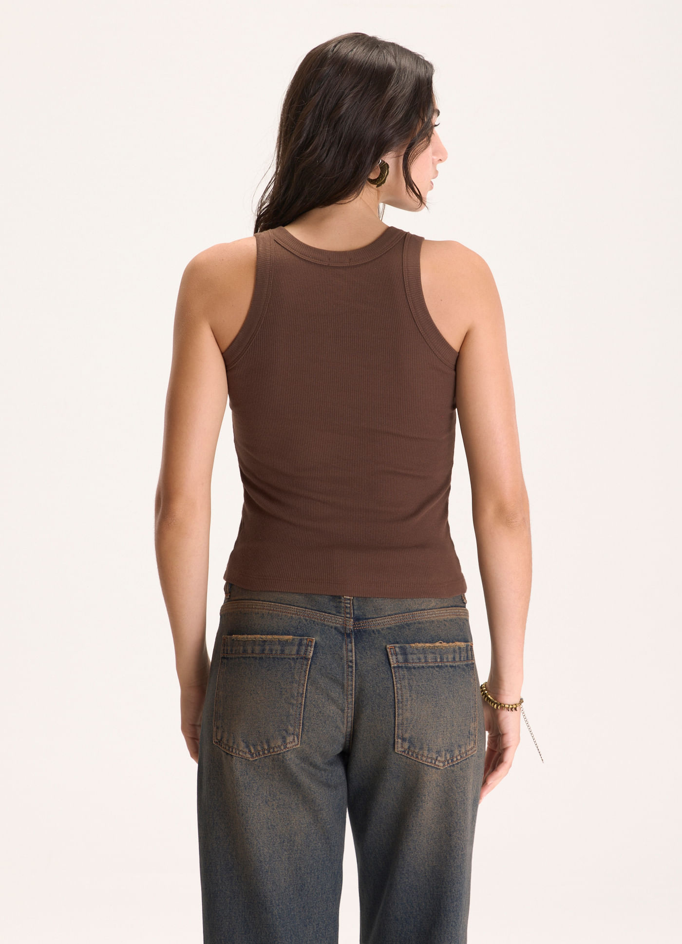 Regata básica ribana com elastano marrom