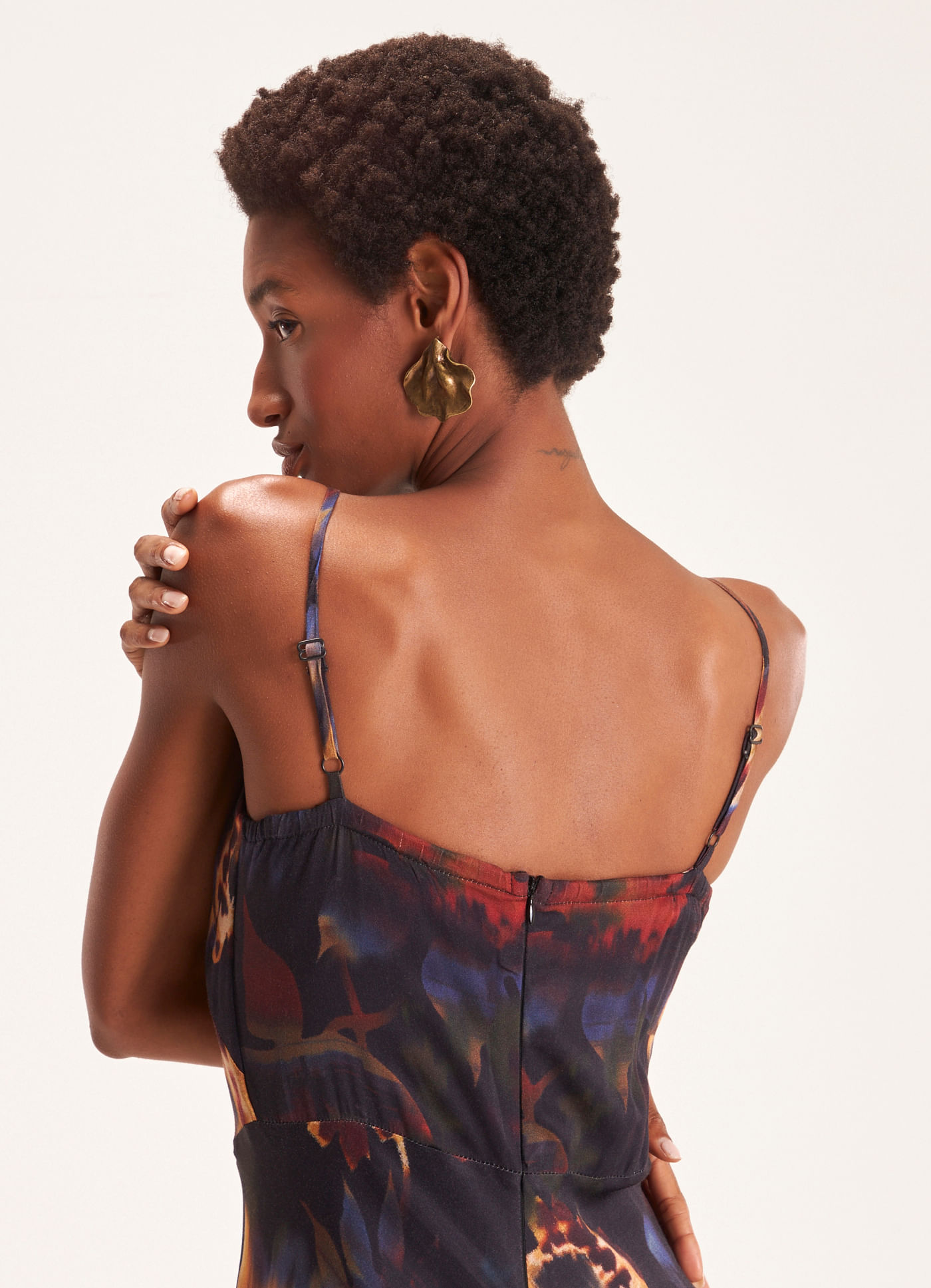 Vestido alcinha estampado floral glitch