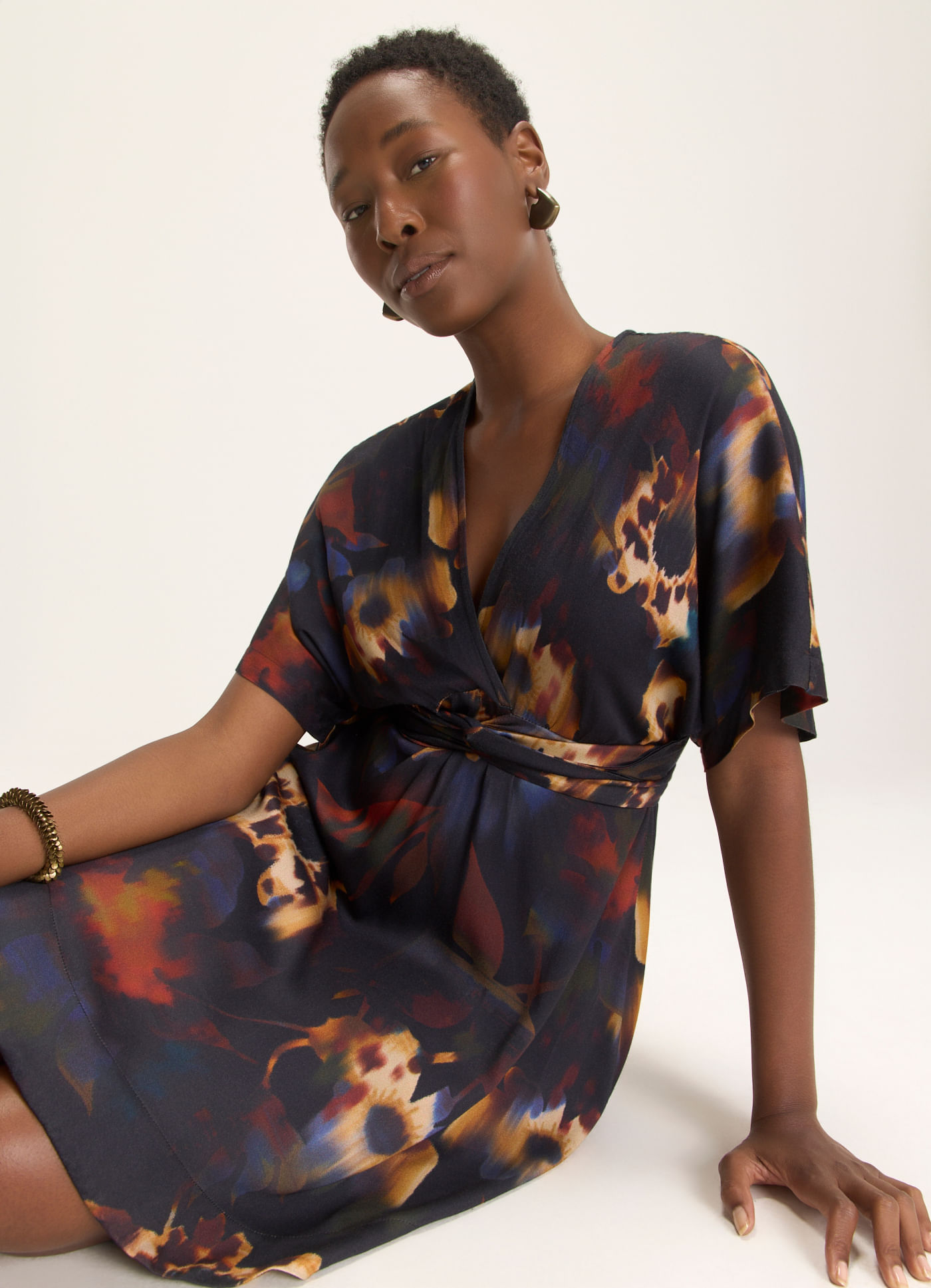 Vestido estampado floral glitch