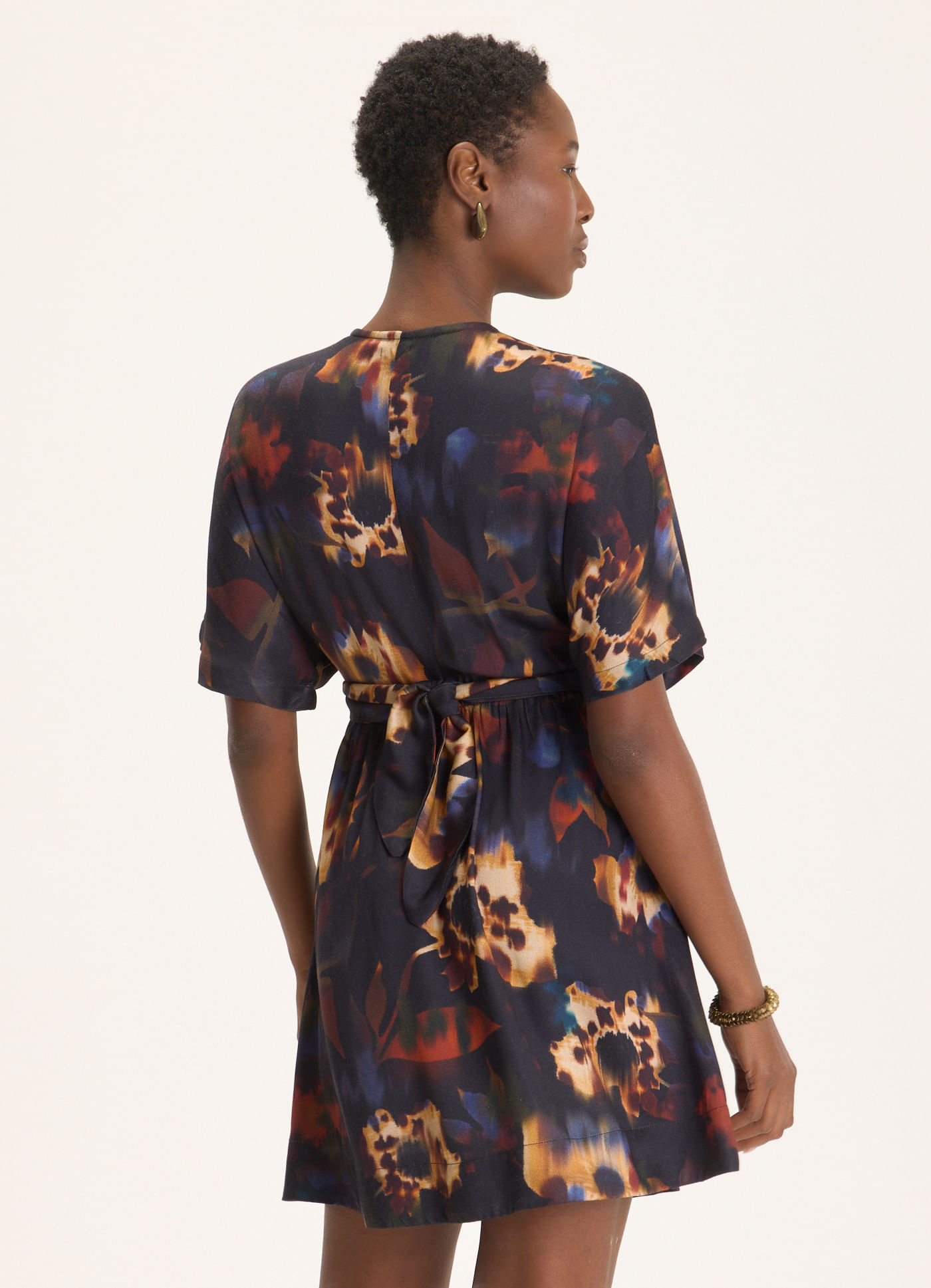 Vestido estampado floral glitch