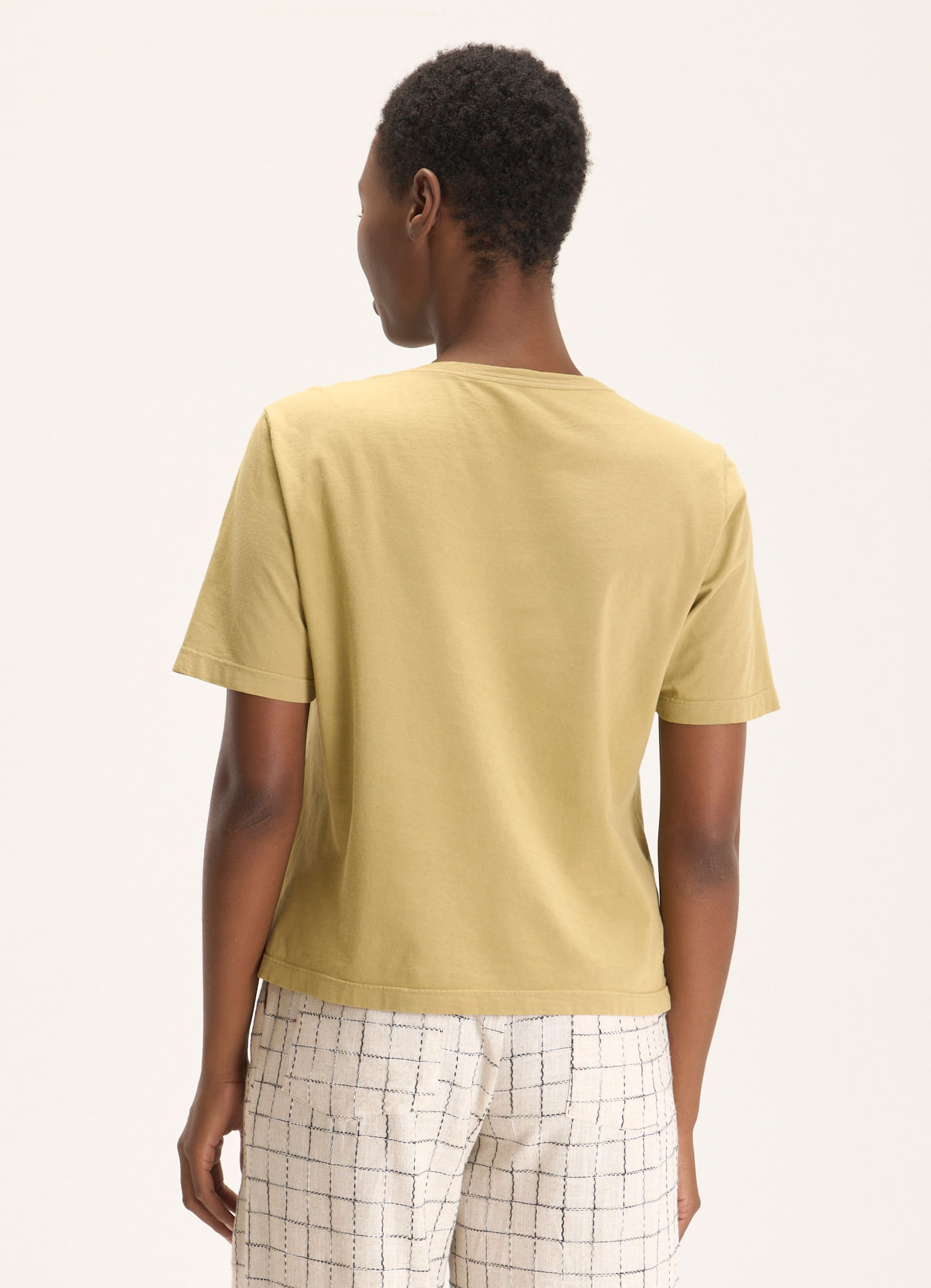 Blusa básica algodão box caqui