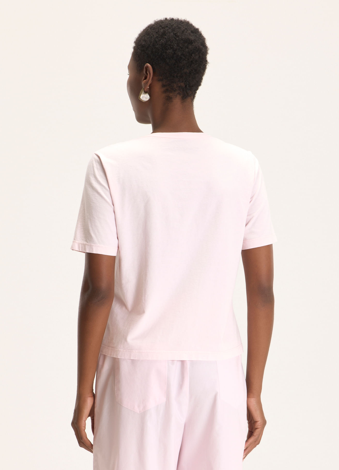 Blusa básica algodão box rosa