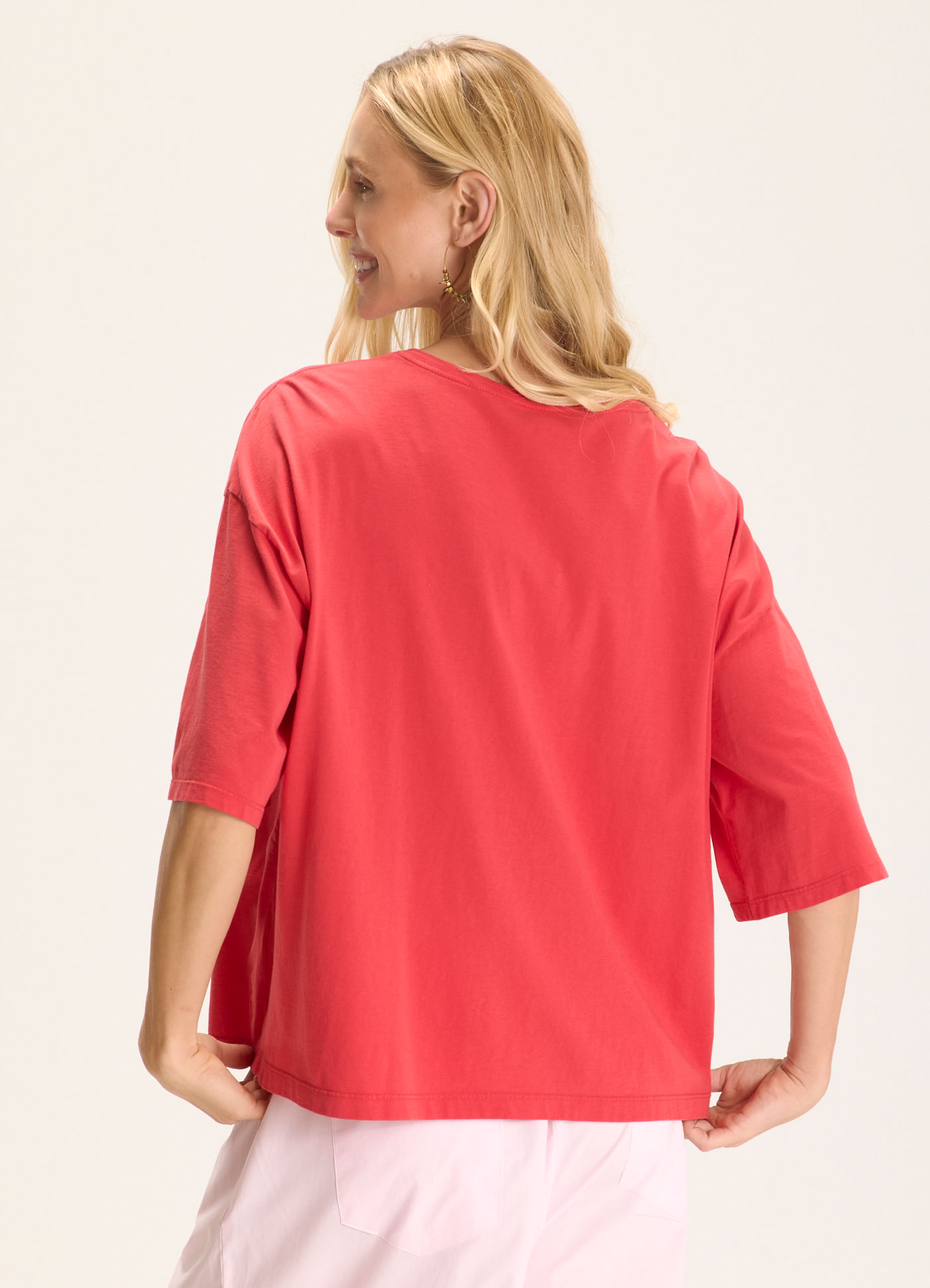 Blusa básica algodão maxi vermelho