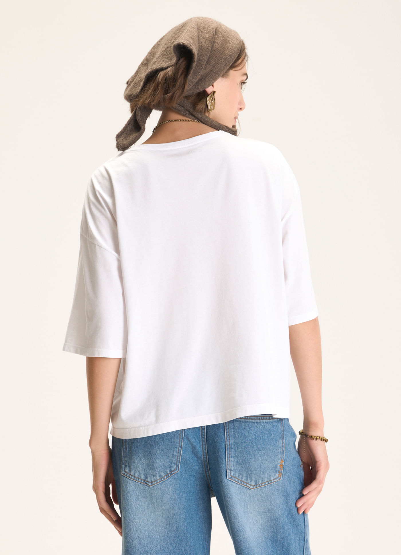 Blusa básica algodão maxi off white