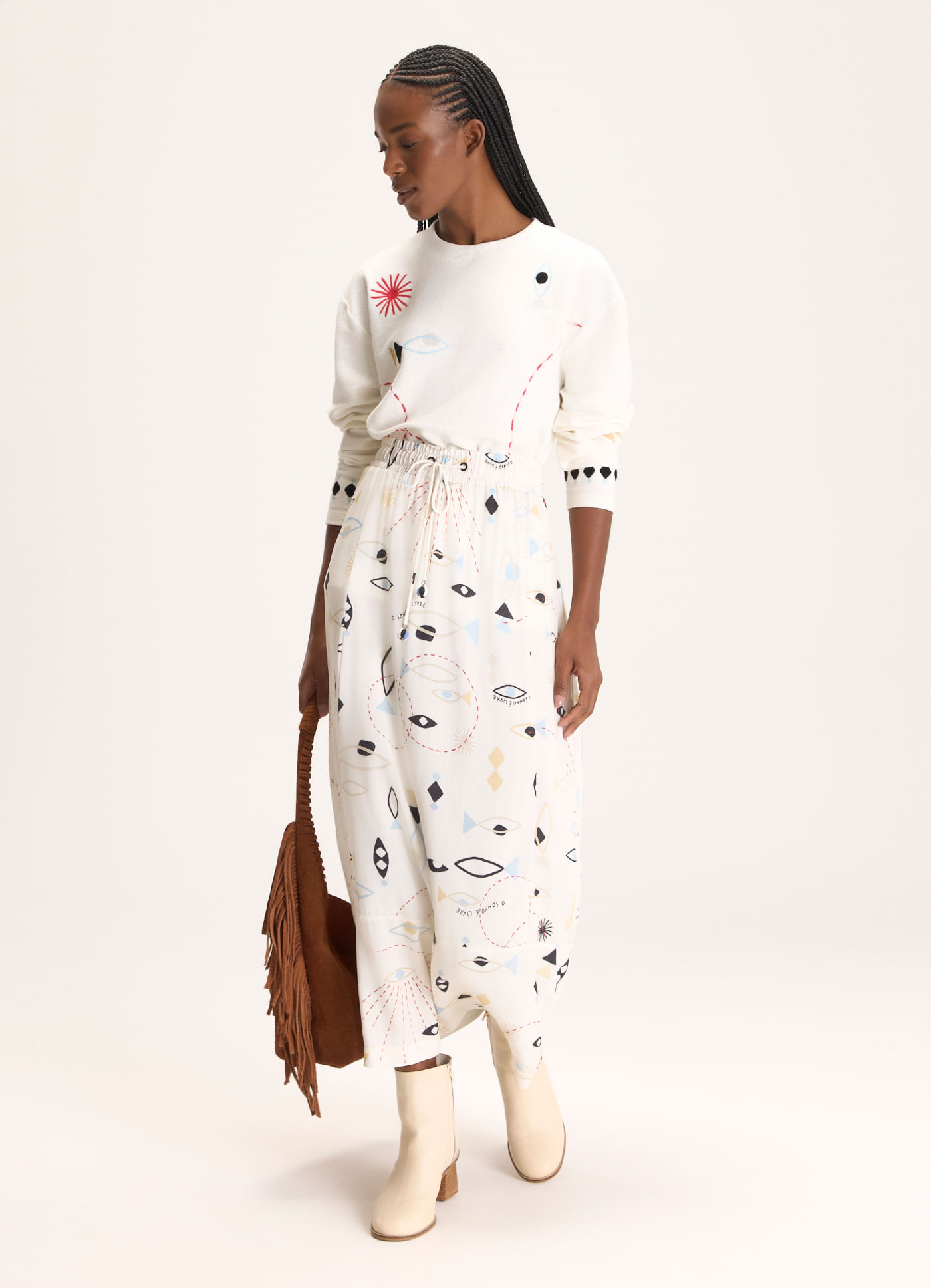 Saia estampada olho de peixe