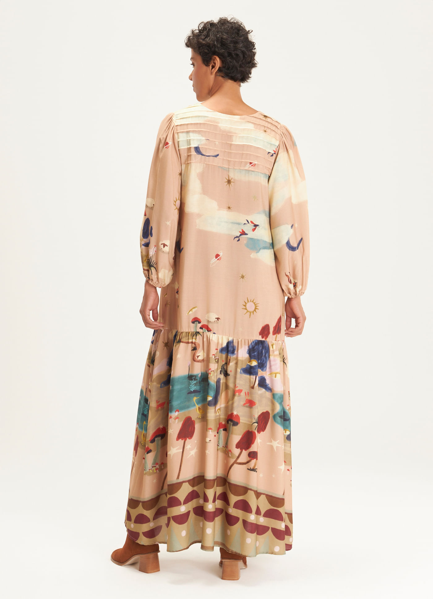 Vestido estampado ilha dos sonhos