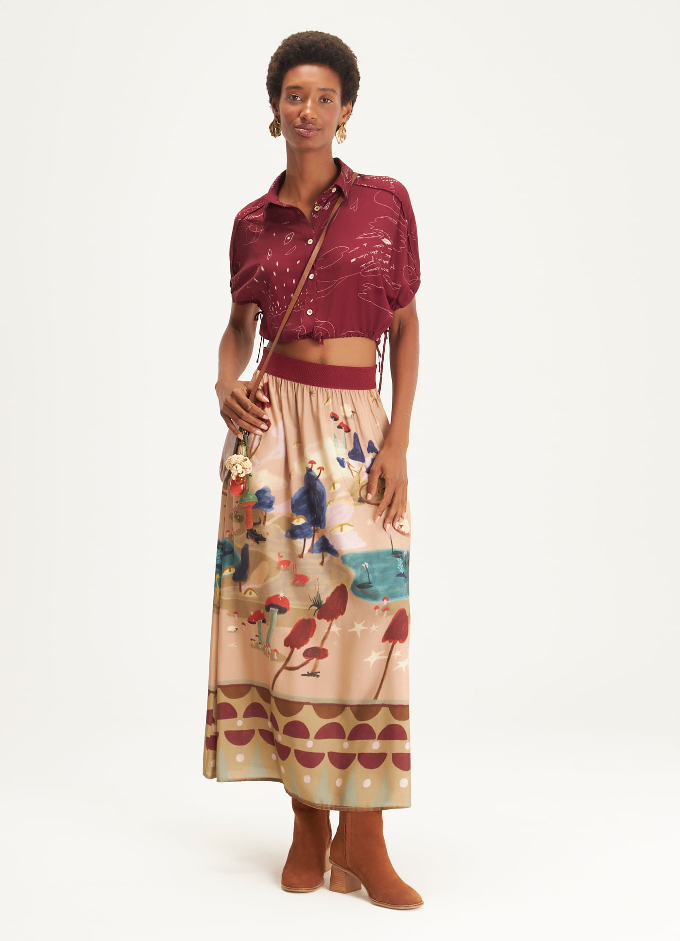 Saia estampada ilha dos sonhos