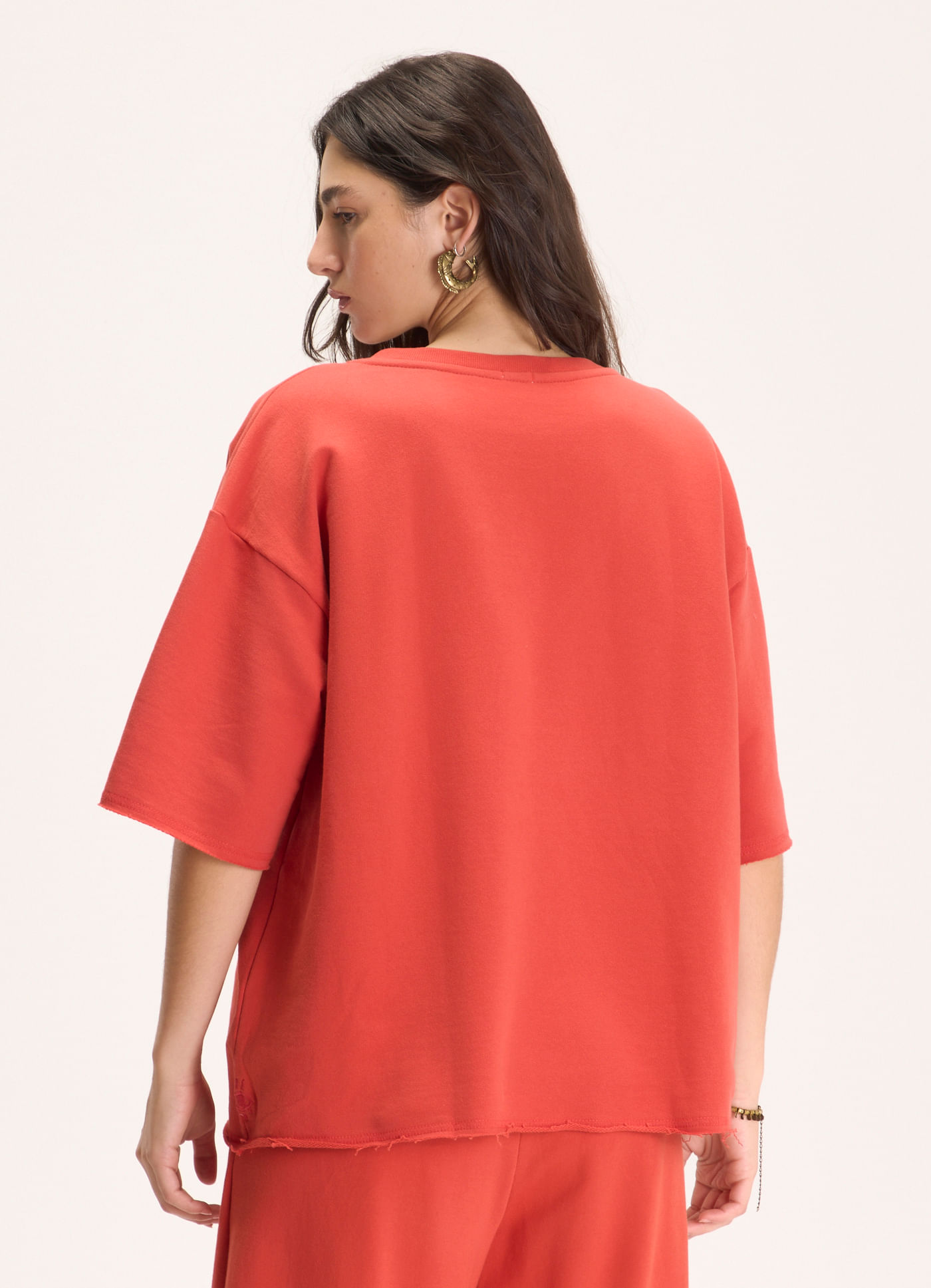 Blusa maxi moletom gola v vermelho