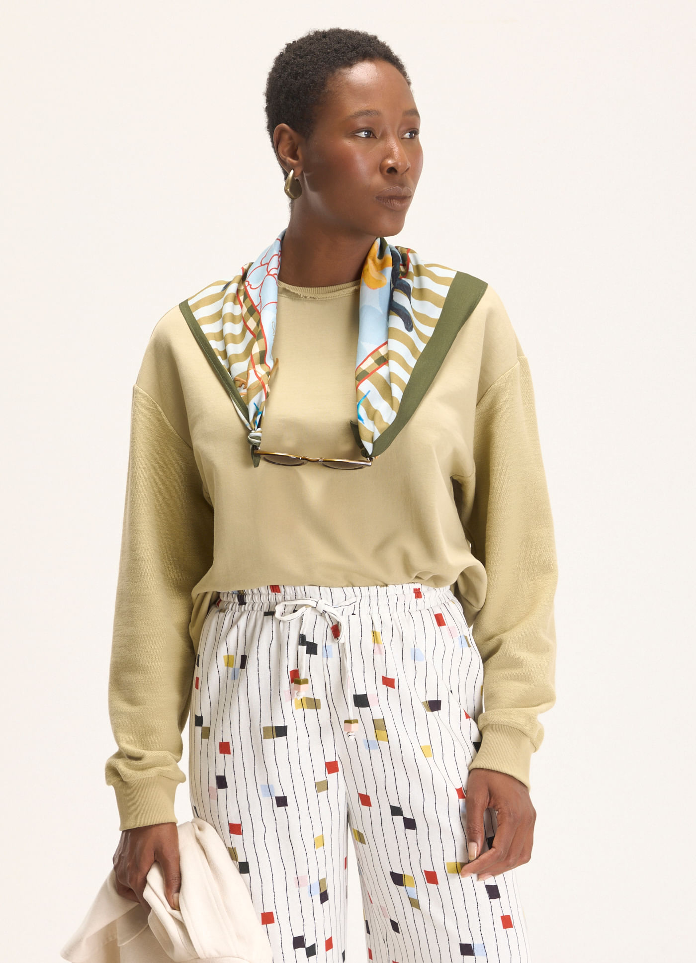 Pull moletom maxi a fio caqui