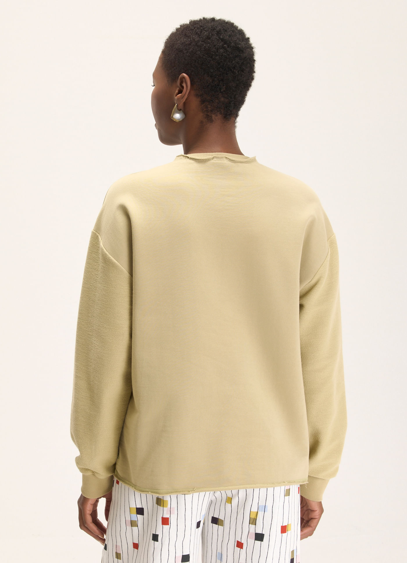 Pull moletom maxi a fio caqui