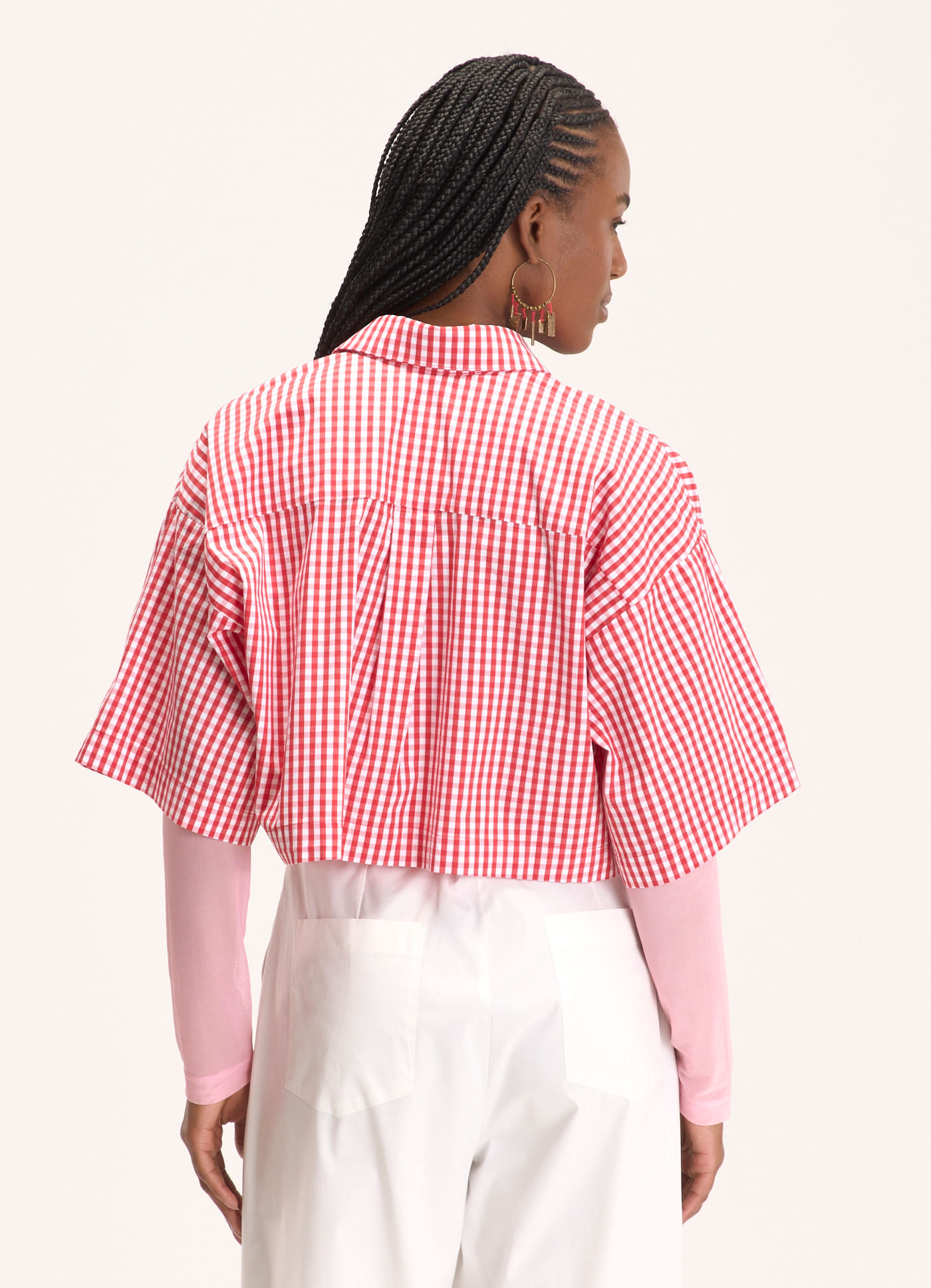 Camisa manga curta algodão vichy