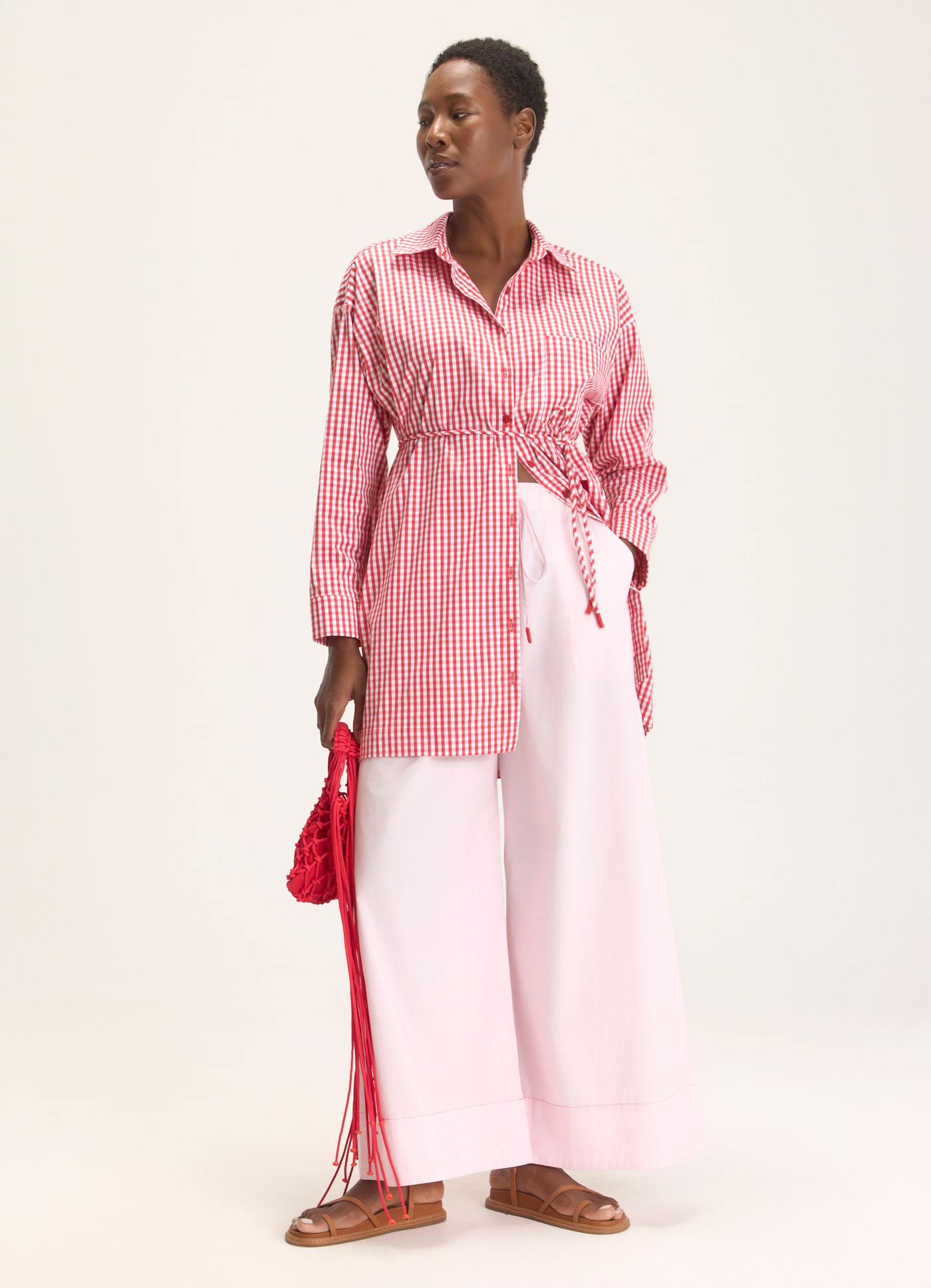 Vestido chemisier algodão vichy