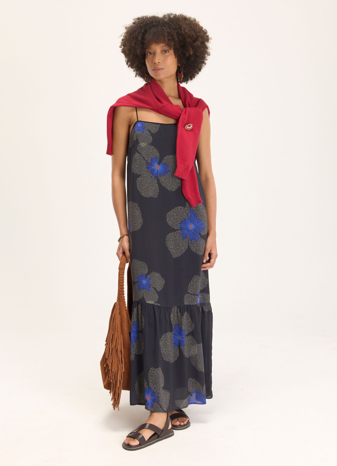 Vestido alcinha estampado floral yaya