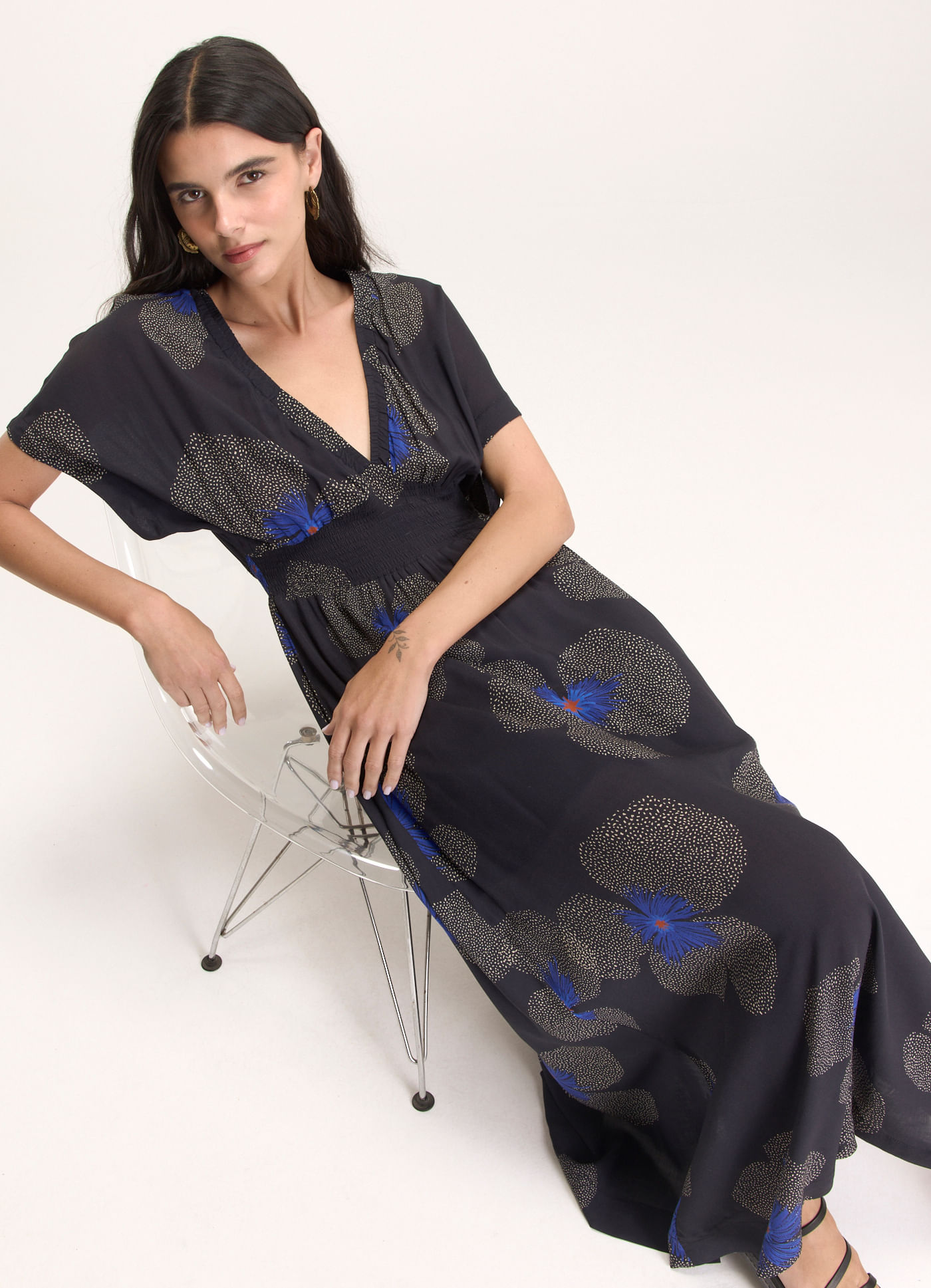 Vestido manga estampado floral yaya