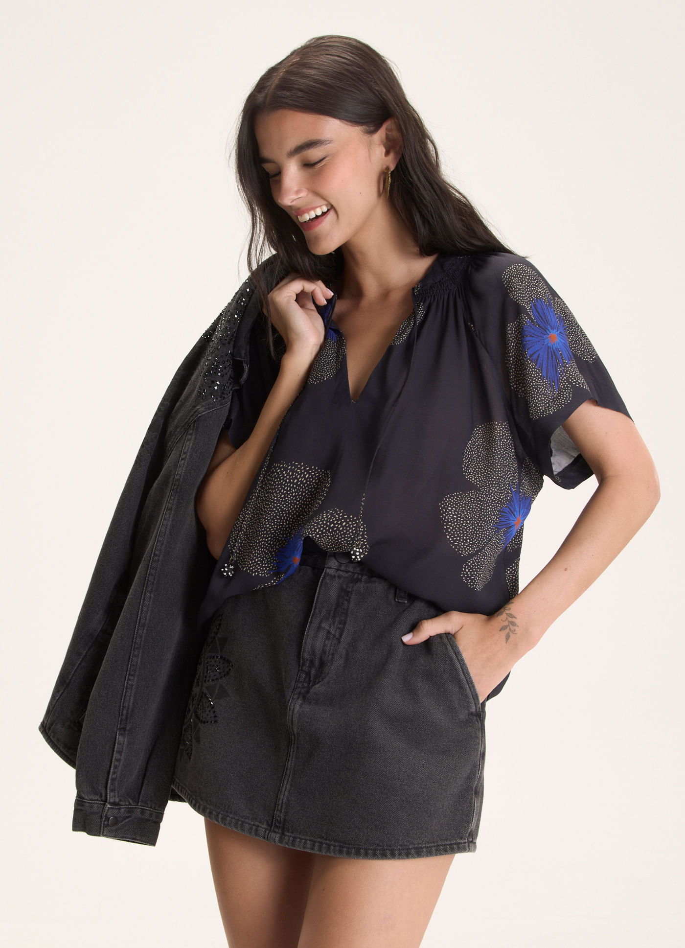 Bata estampada floral yaya