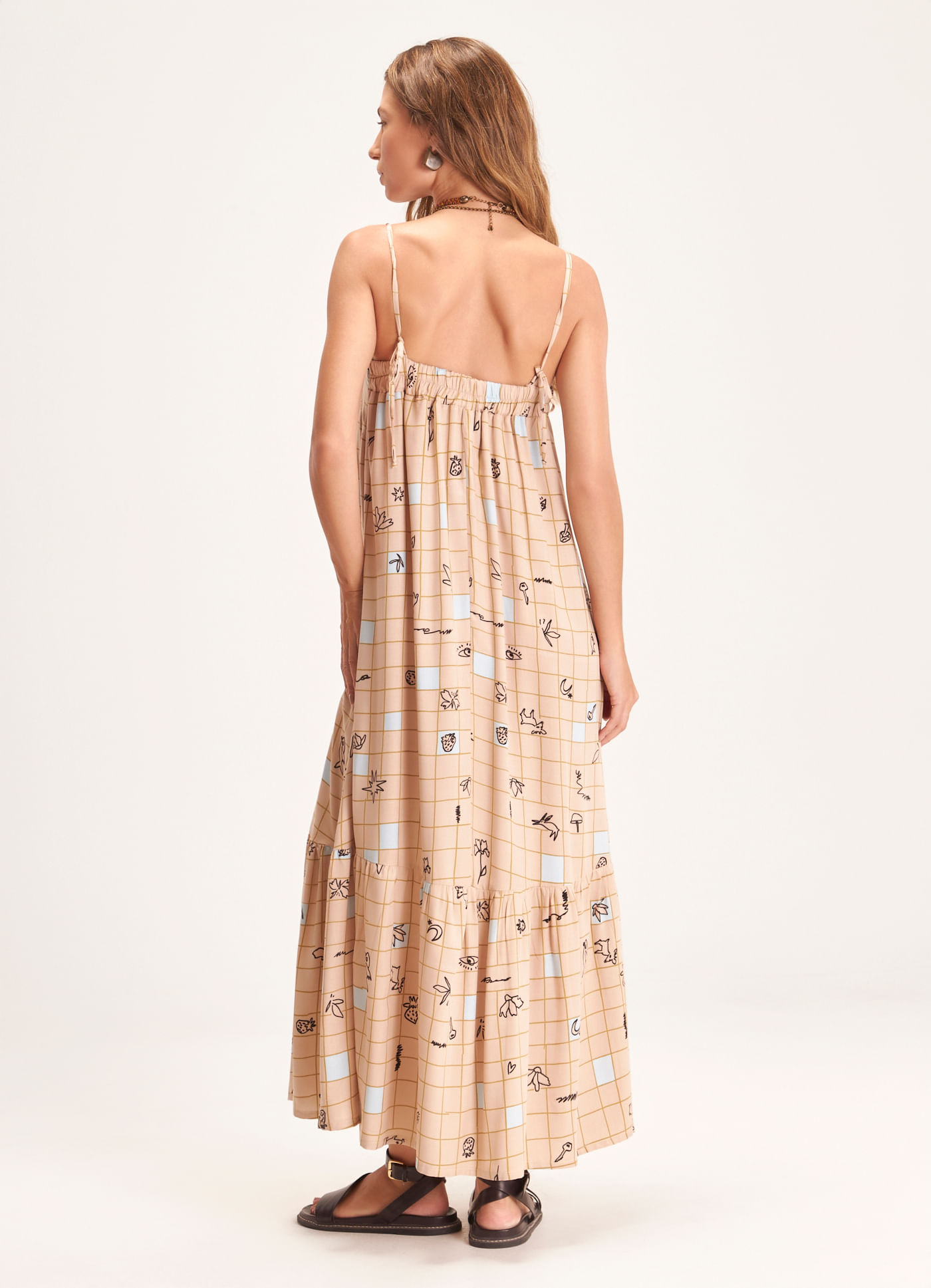 Vestido alcinha estampado riscada