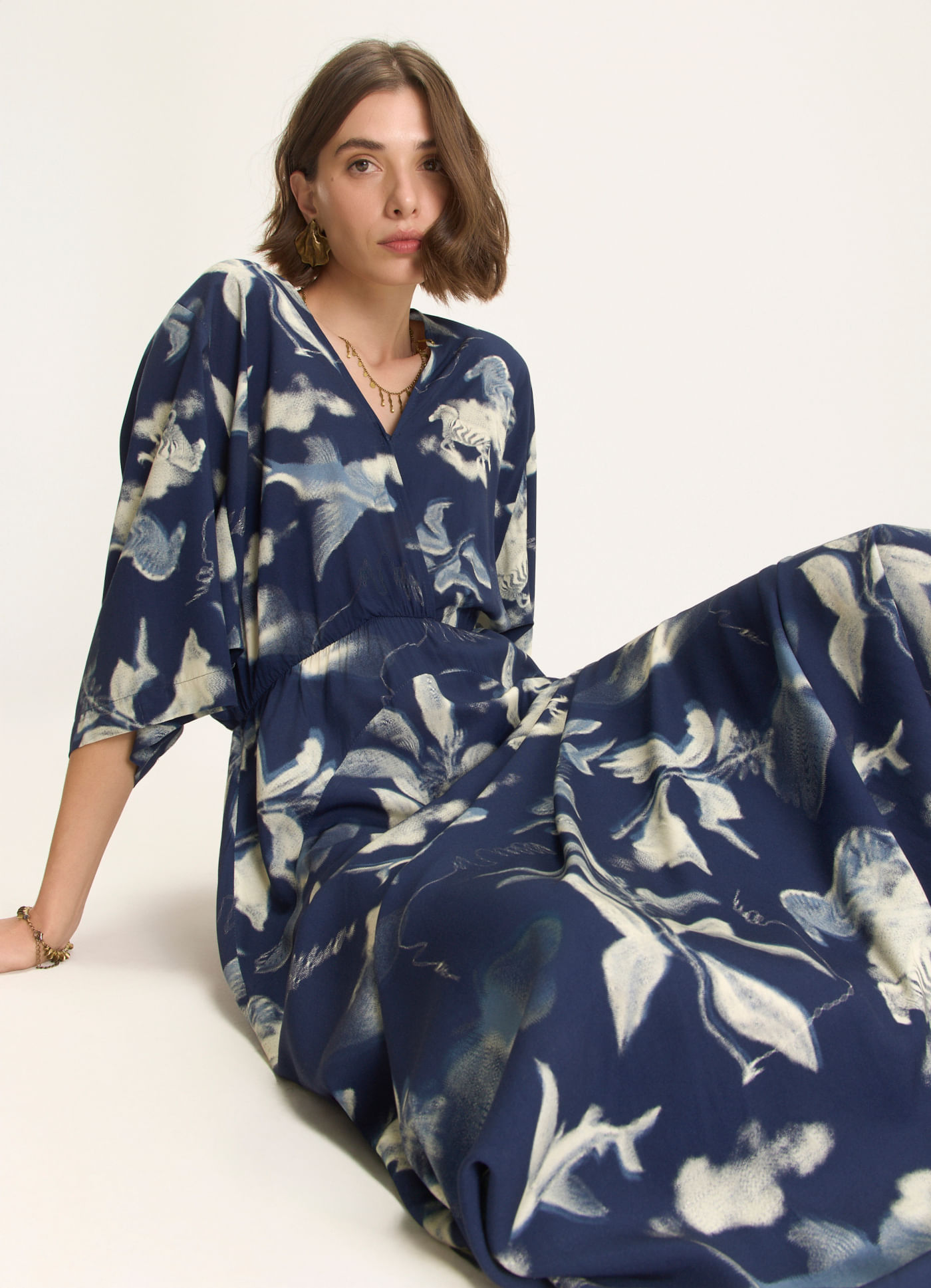 Vestido manga estampado surreal