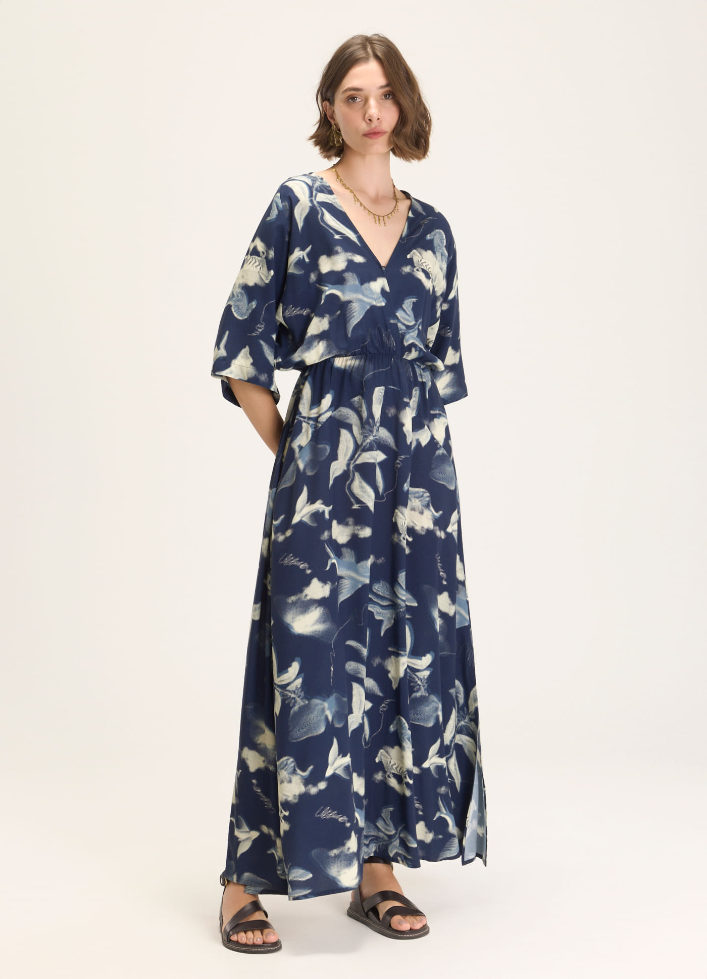 Vestido manga estampado surreal