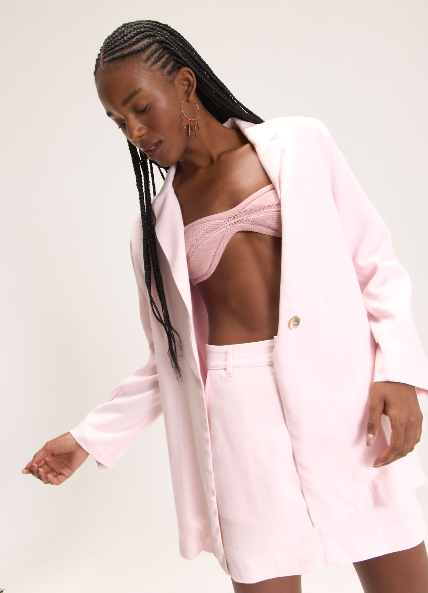 Blazer linho soft rosa