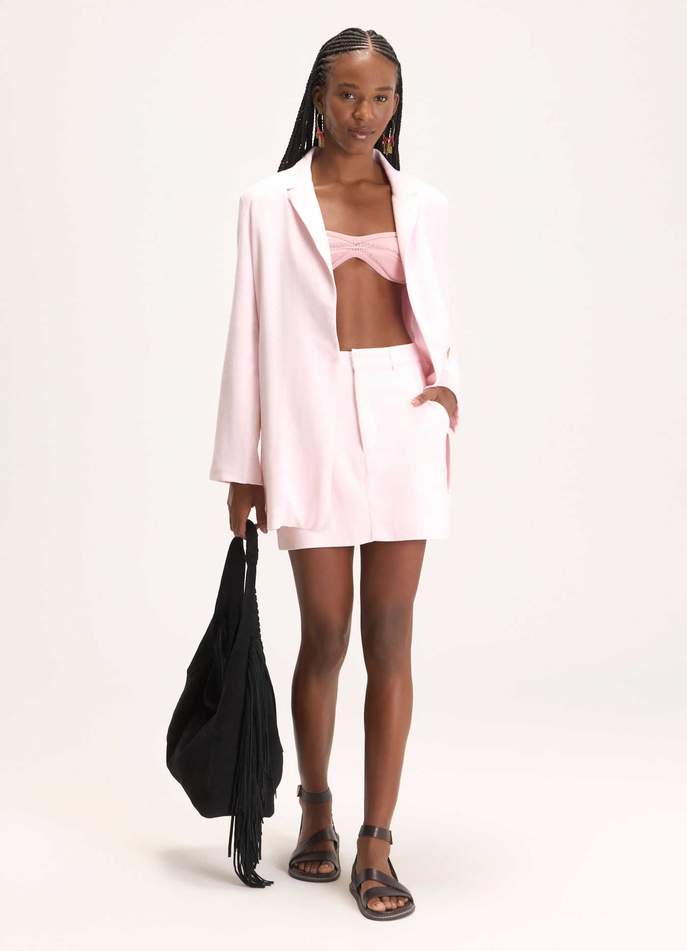 Mini saia linho soft rosa