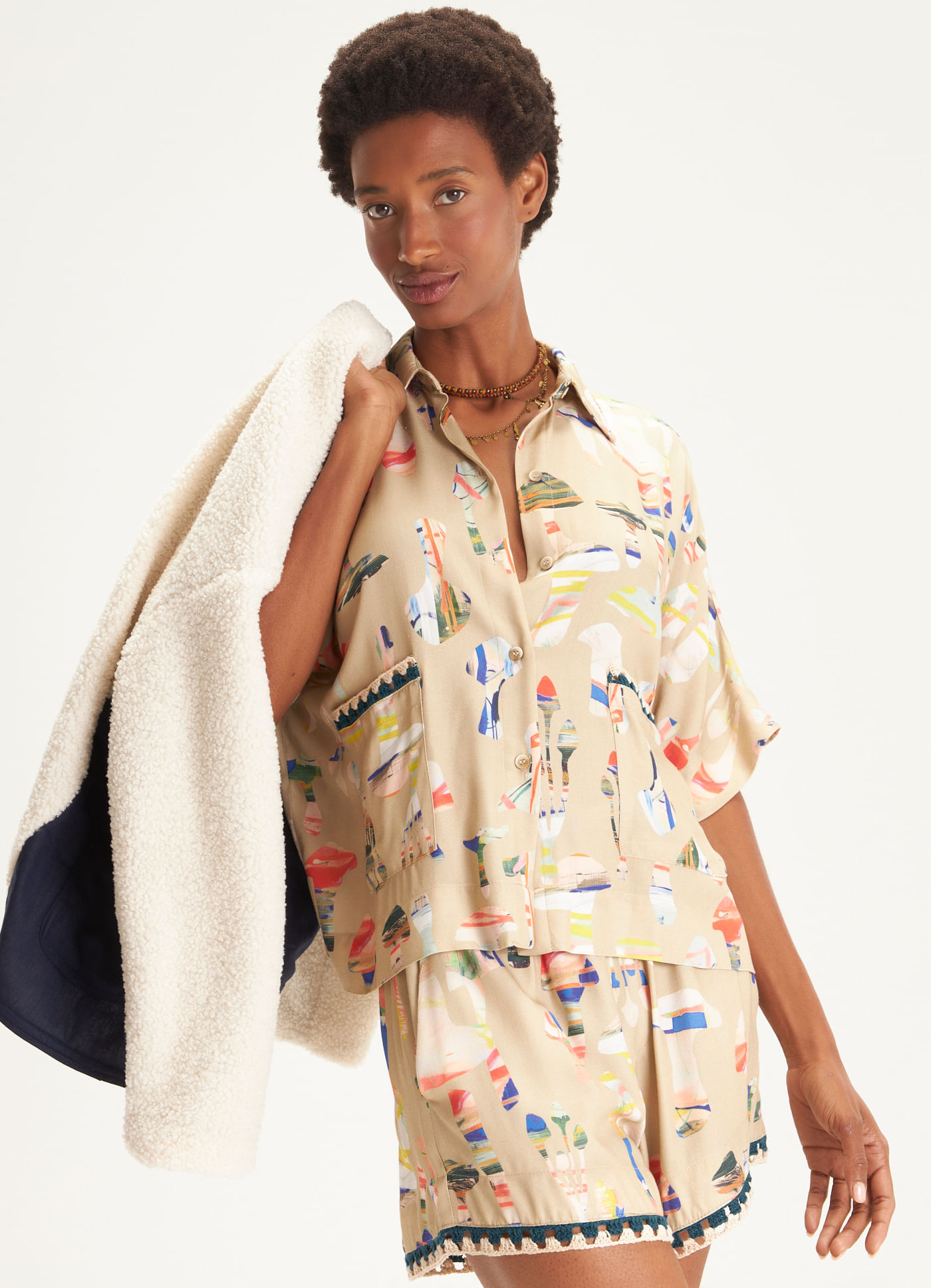 Camisa estampada maitake