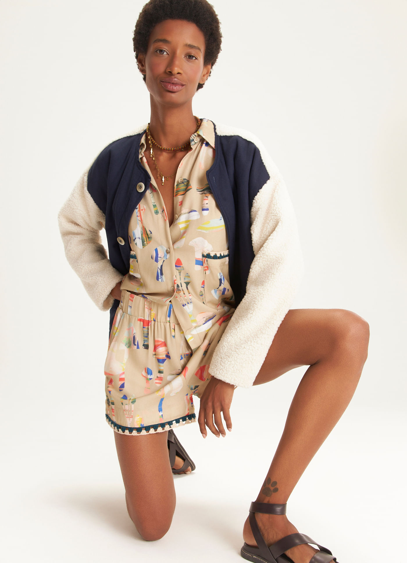 Short estampado maitake