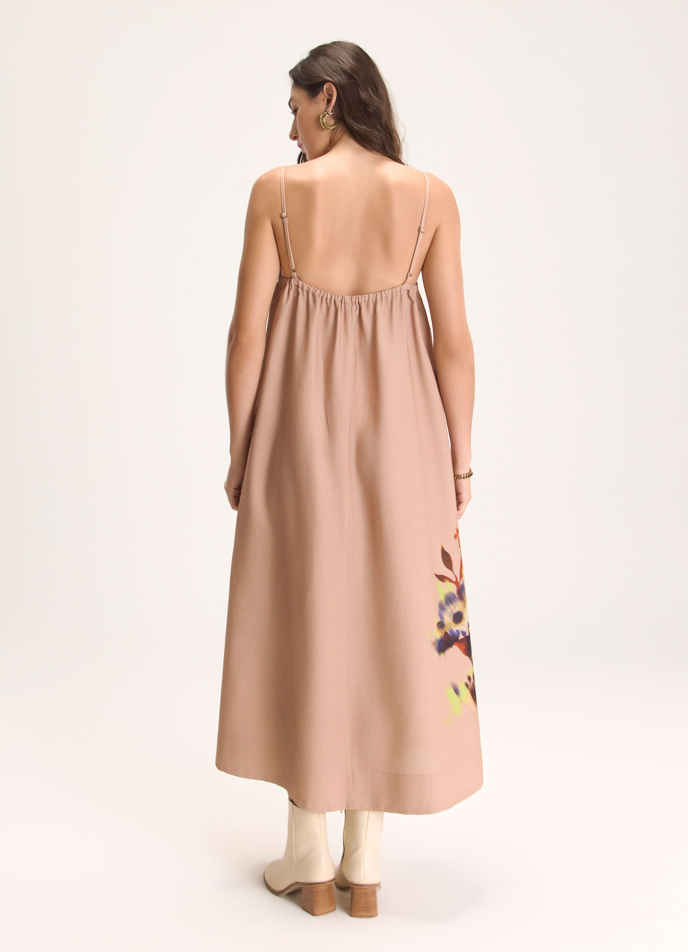 Vestido alcinha estampado jardim delírio