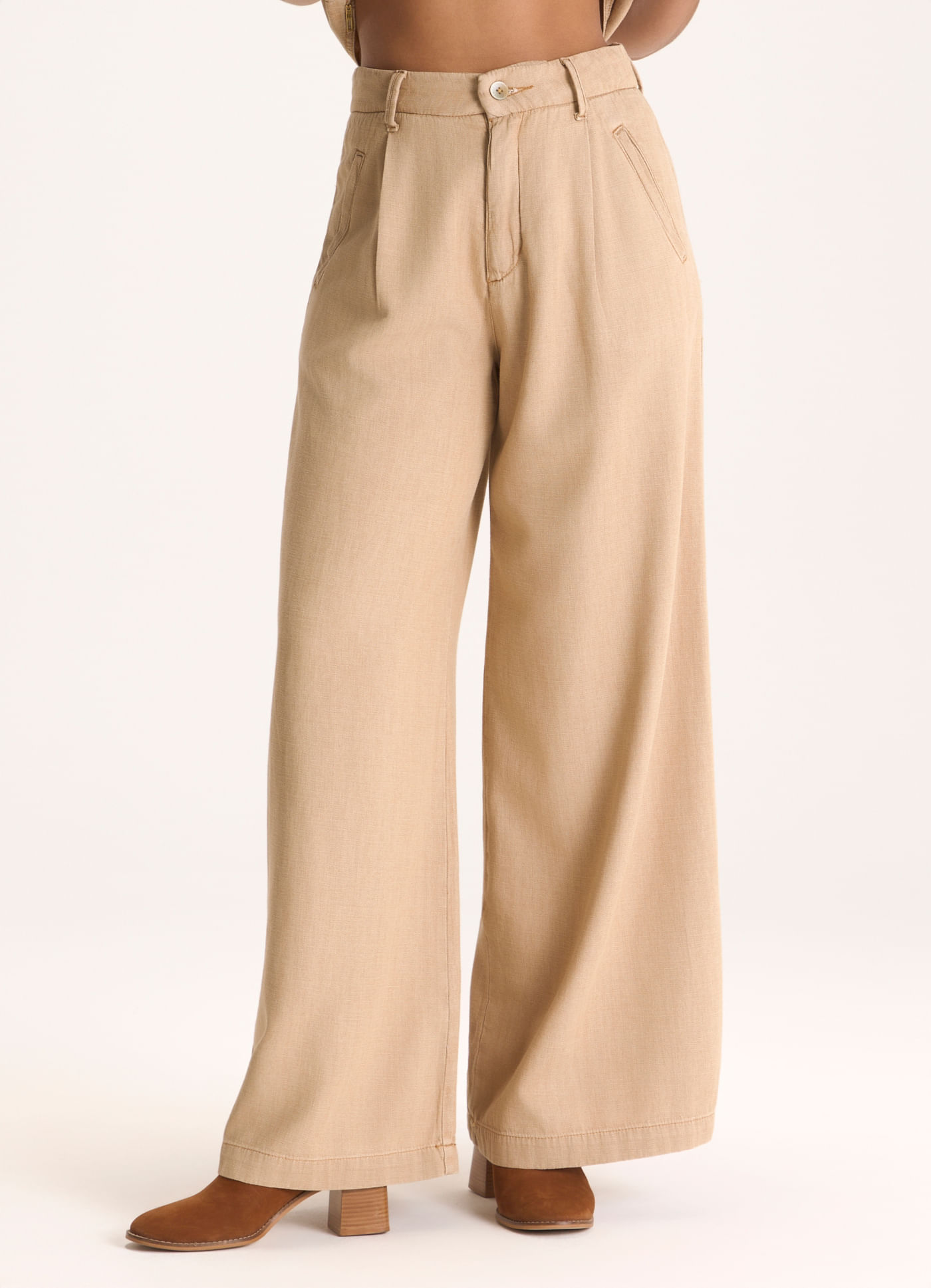 Calça wide leg linho jeans