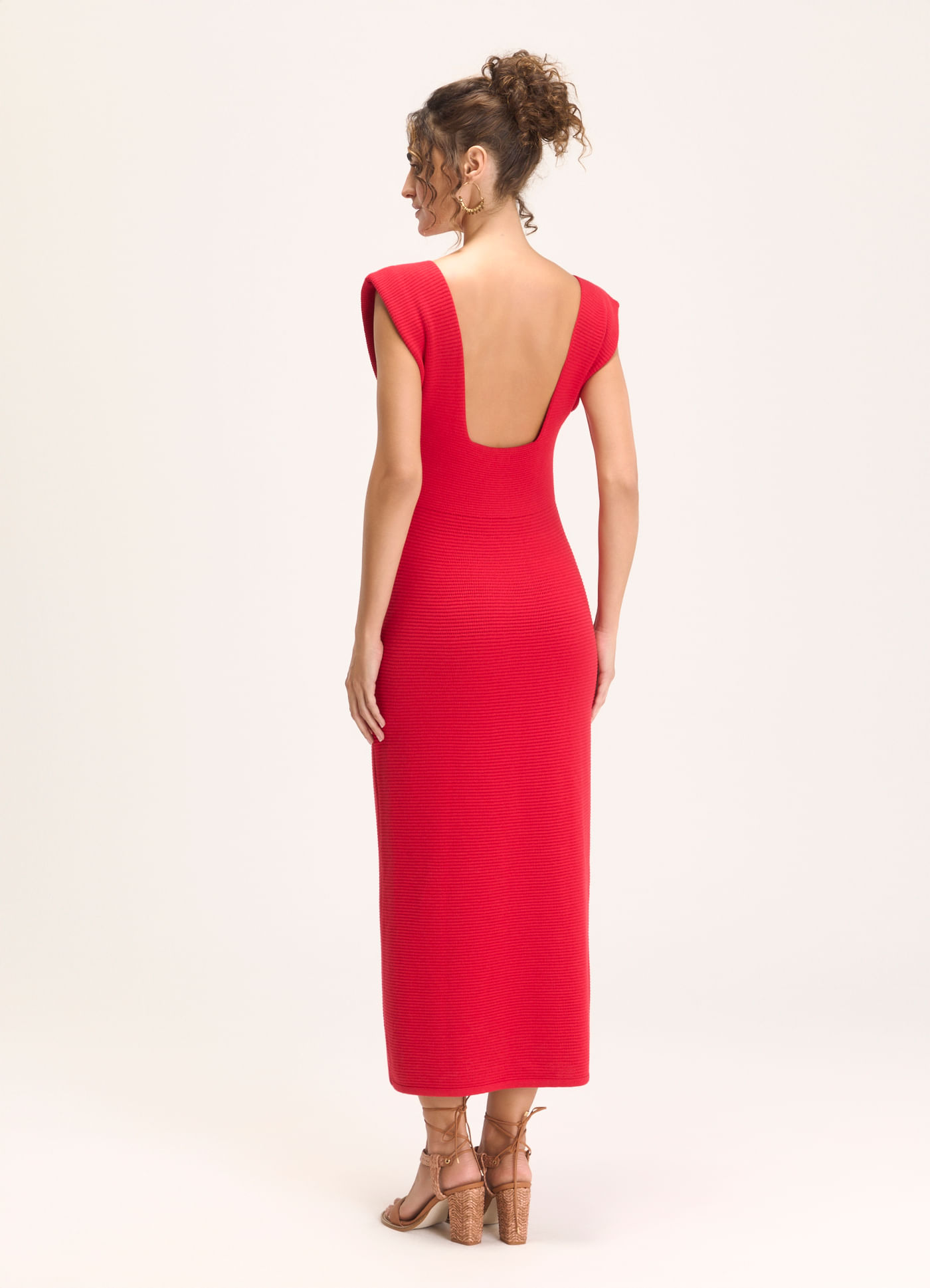 Vestido tricô decote costas lab vermelho