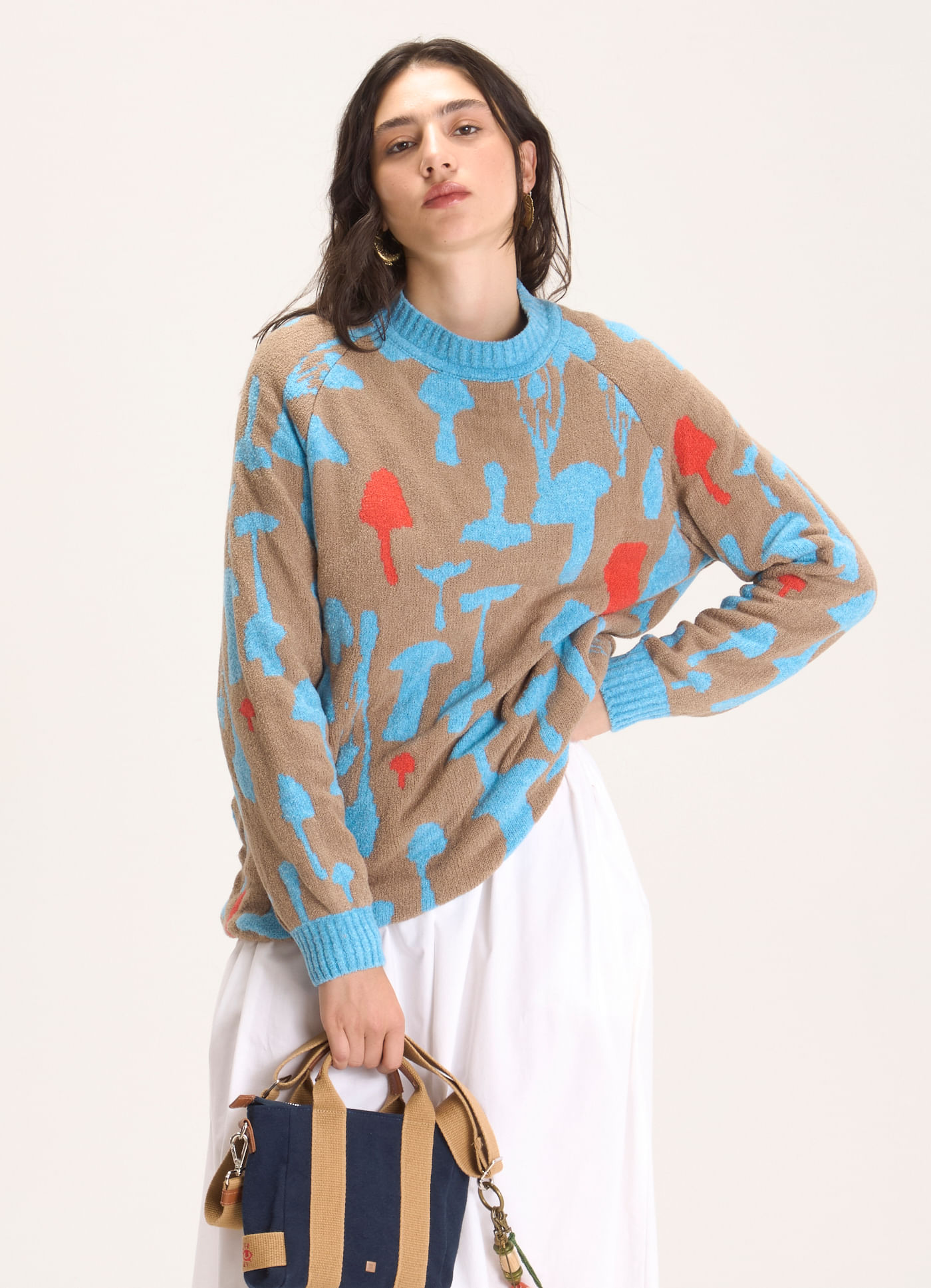 Pull tricô cogumelos