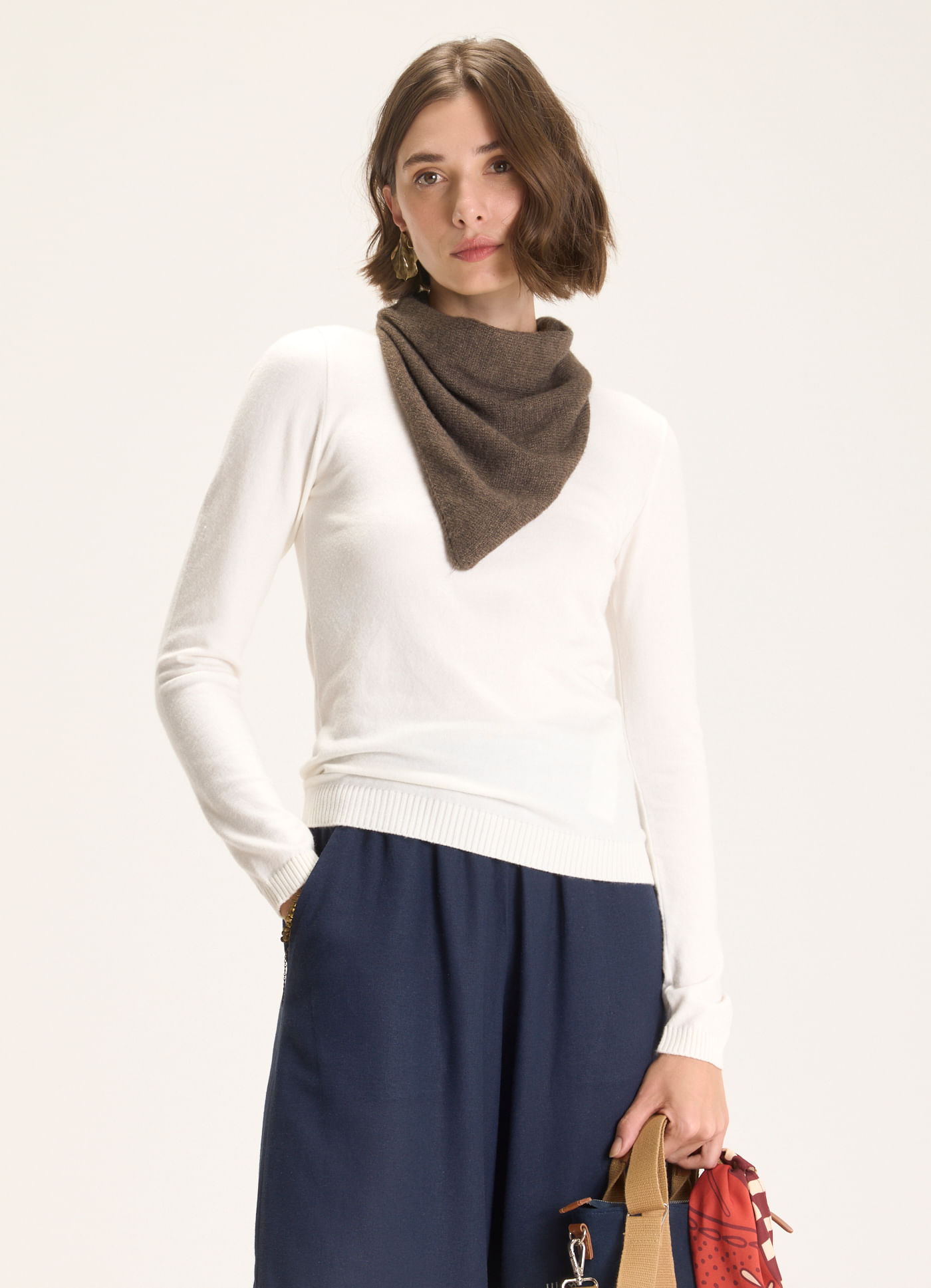 Blusa manga longa tricô off white