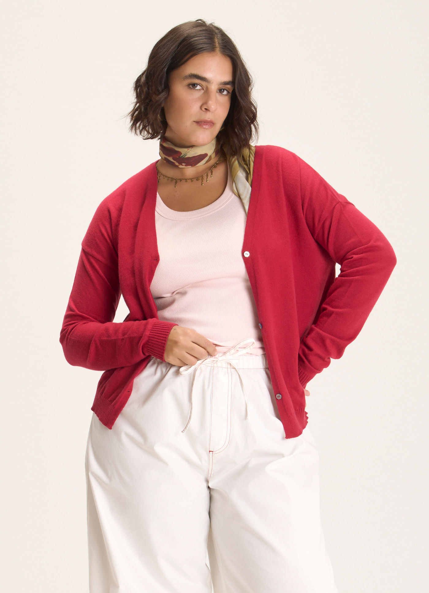 Cardigan tricô cinema vermelho