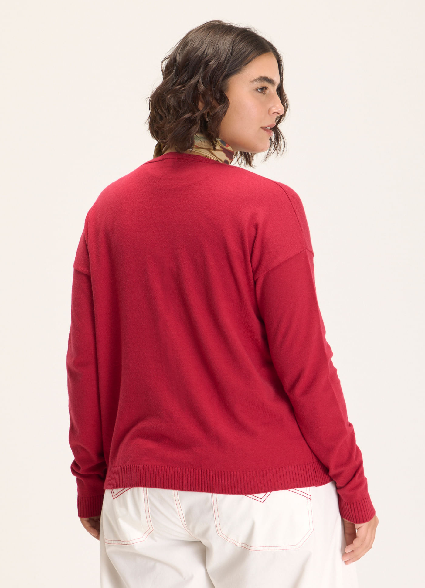 Cardigan tricô cinema vermelho