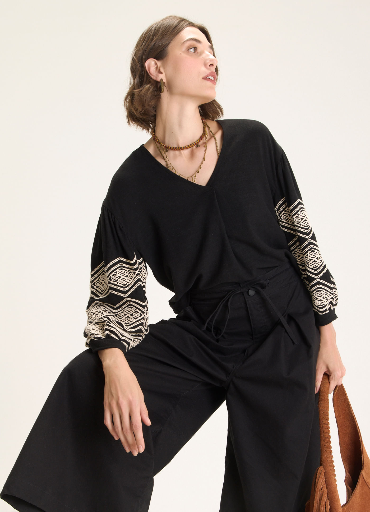 Bata linho bordado frenezi