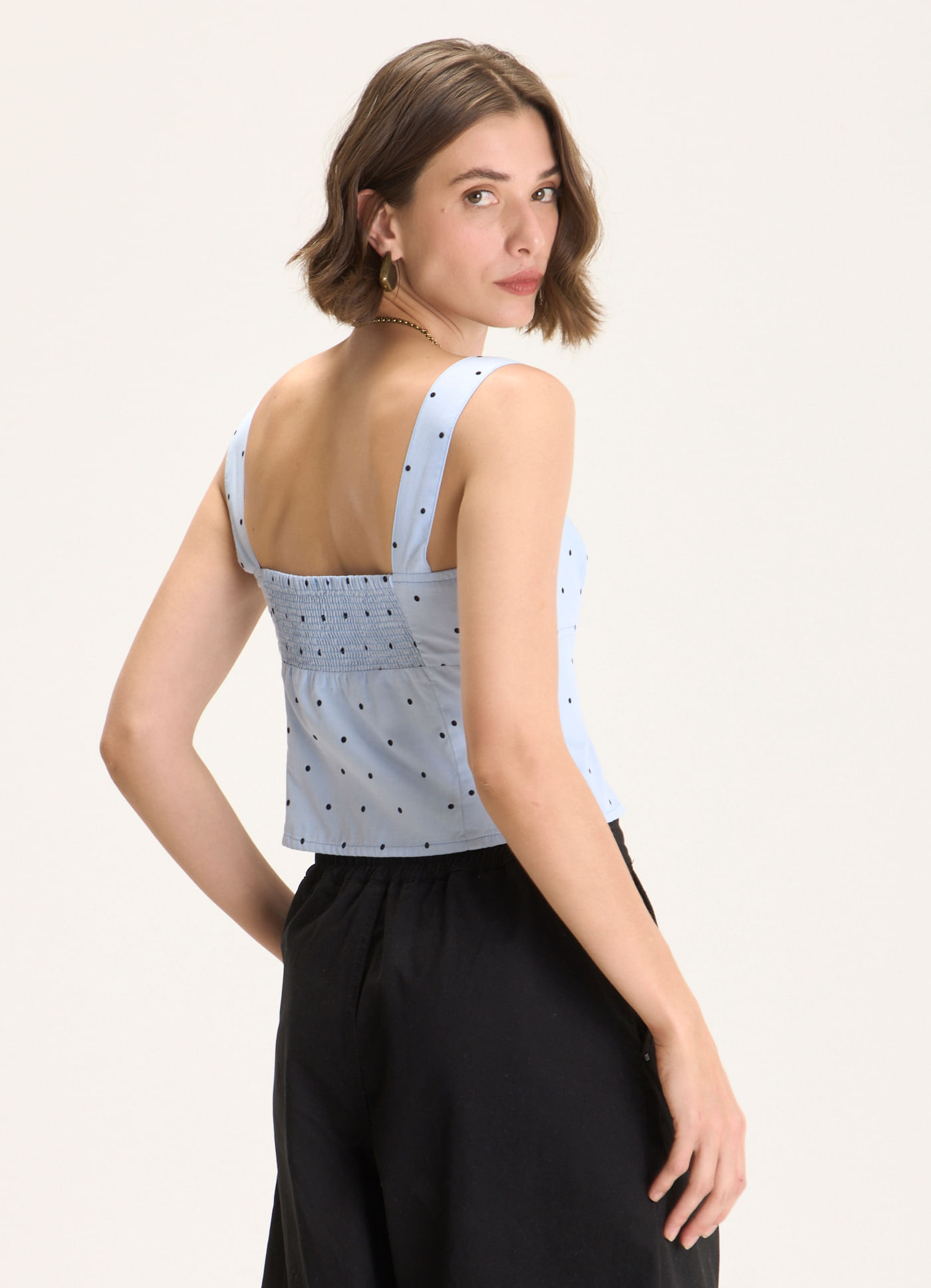 Blusa corset algodão poá textura